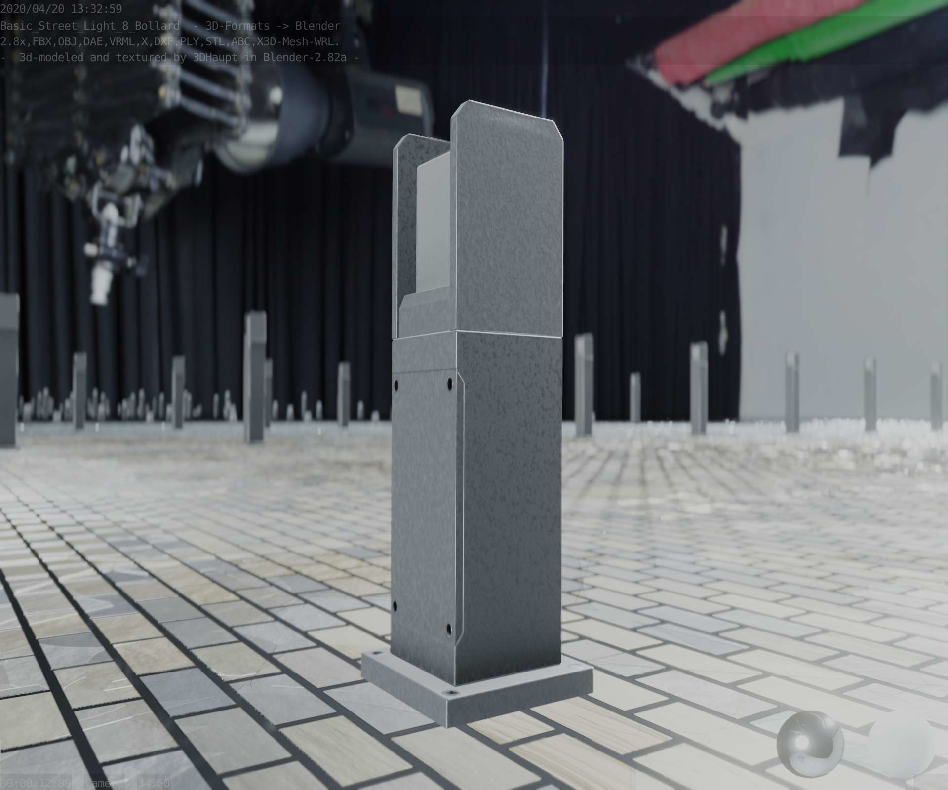 Street Light 8 Bollard 500mm Basic Version 1 Low-poly 3D model_94