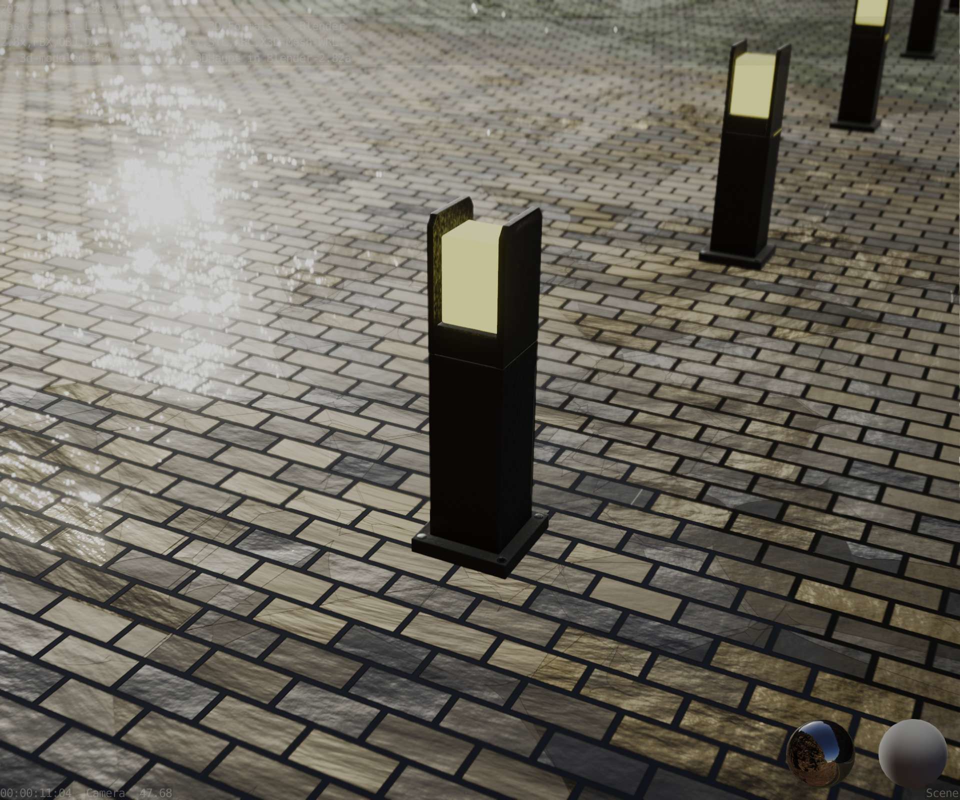 Street Light 8 Bollard 500mm Basic Version 1 Low-poly 3D model_68
