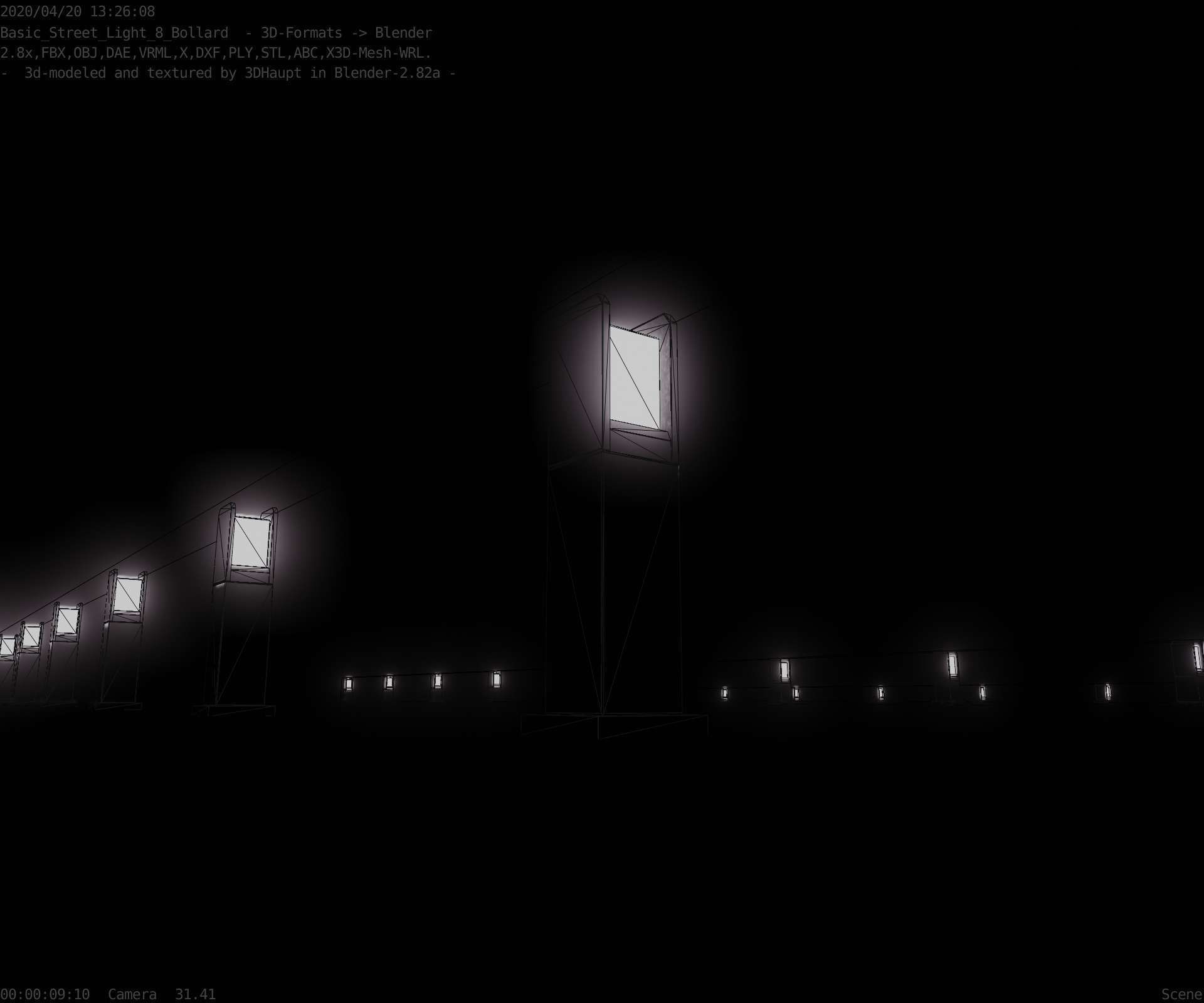 Street Light 8 Bollard 500mm Basic Version 1 Low-poly 3D model_32