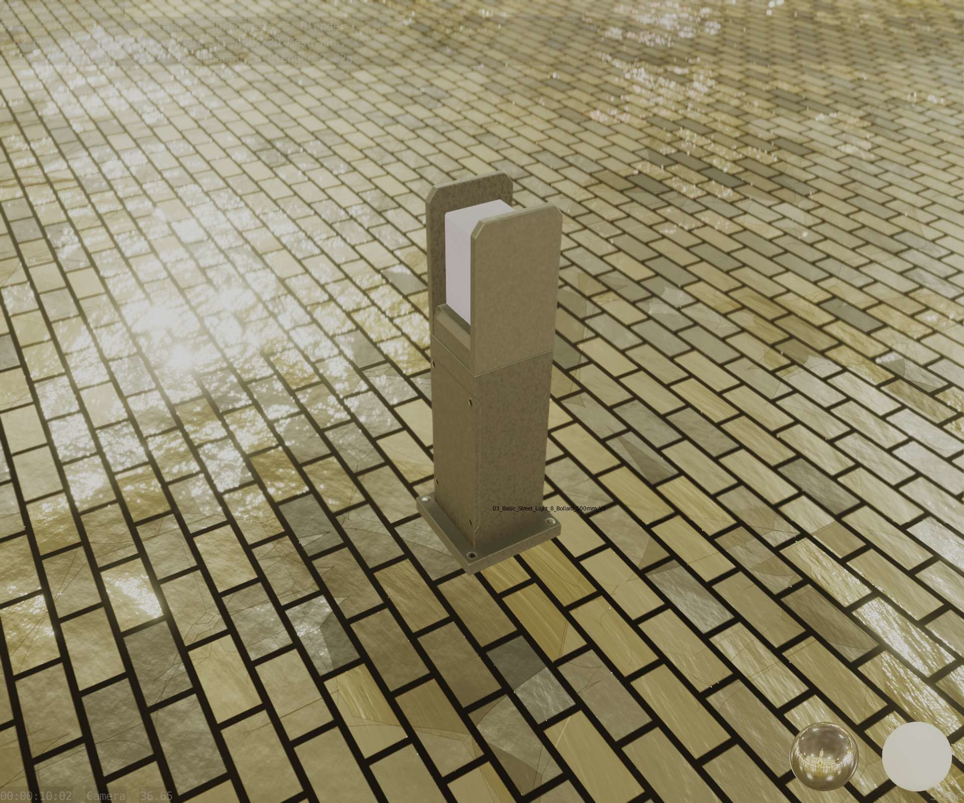 Street Light 8 Bollard 500mm Basic Version 1 Low-poly 3D model_42