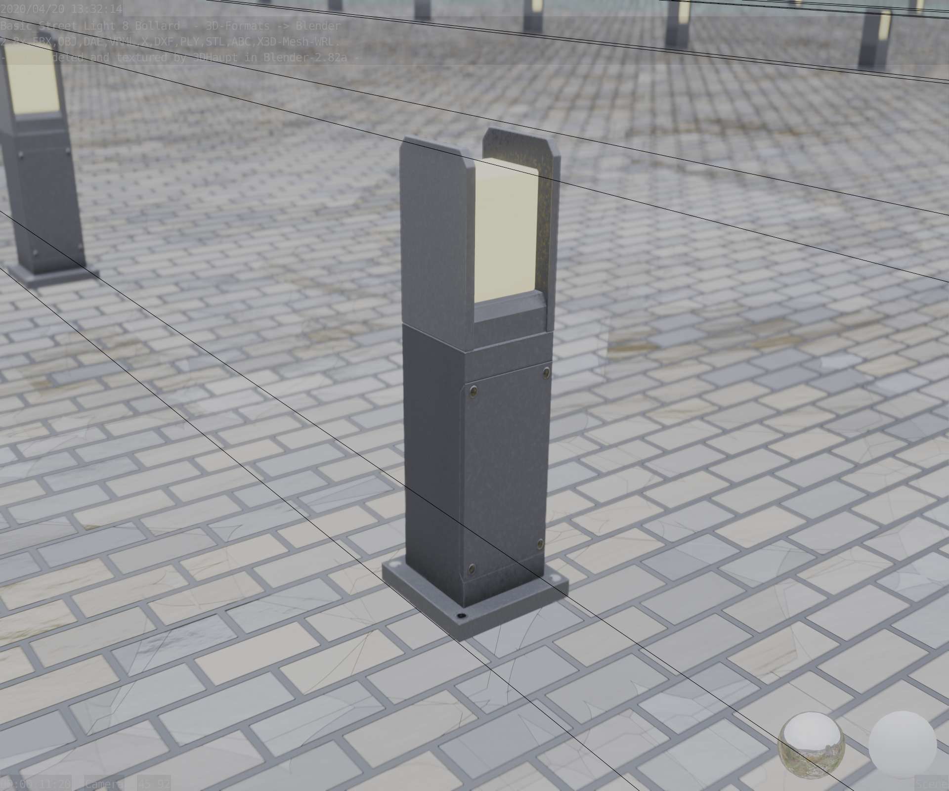 Street Light 8 Bollard 500mm Basic Version 1 Low-poly 3D model_84