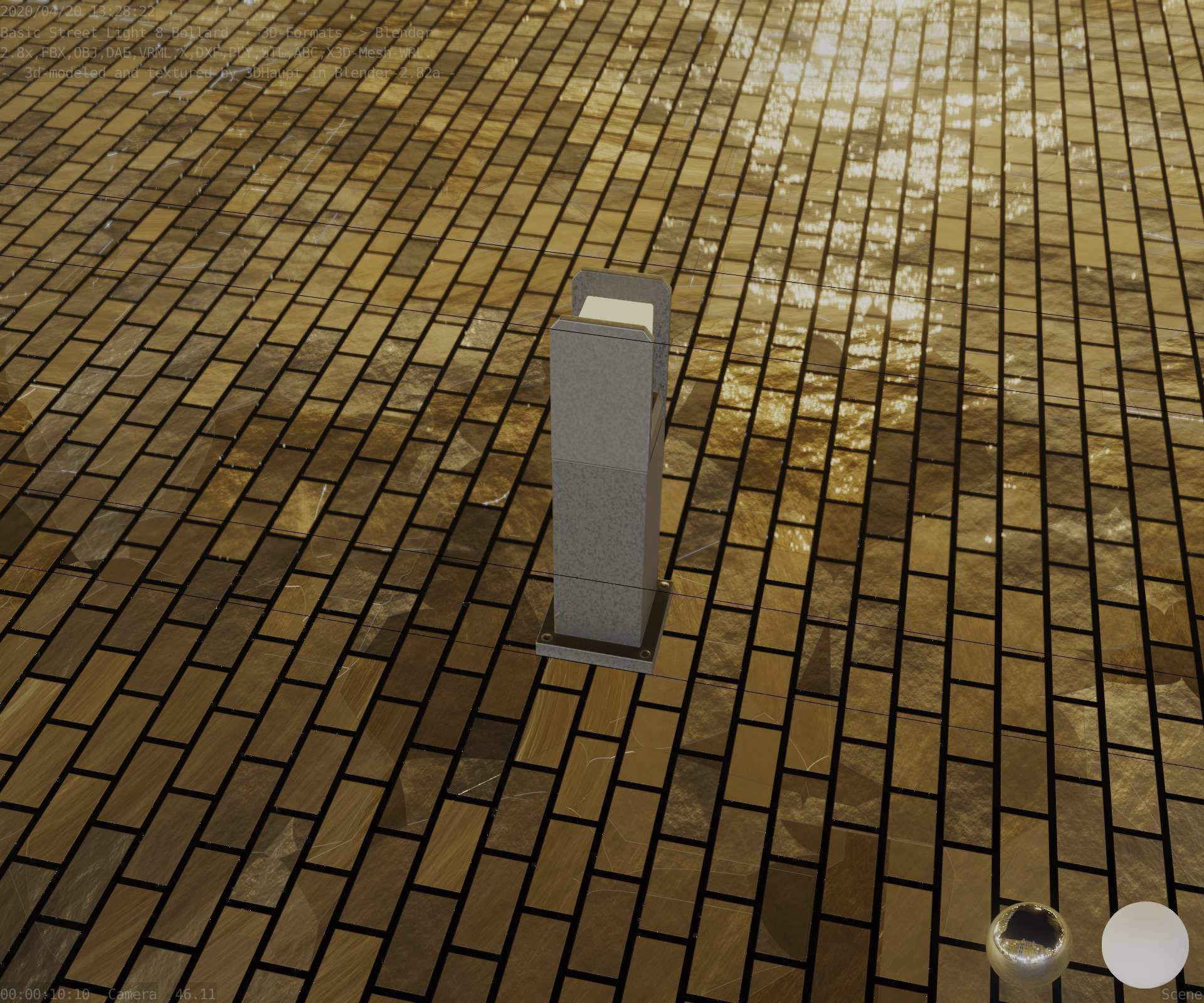 Street Light 8 Bollard 500mm Basic Version 1 Low-poly 3D model_50