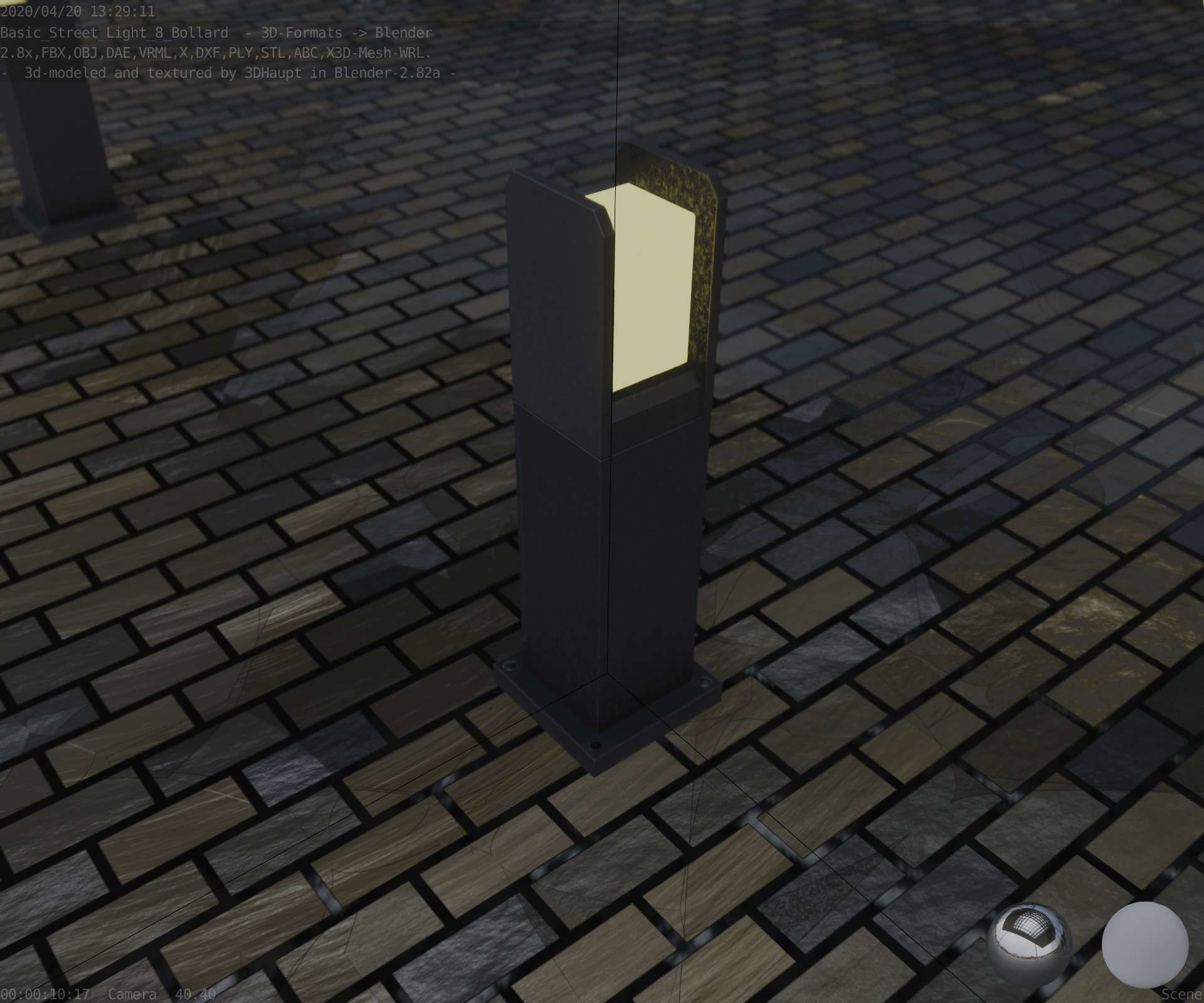 Street Light 8 Bollard 500mm Basic Version 1 Low-poly 3D model_57