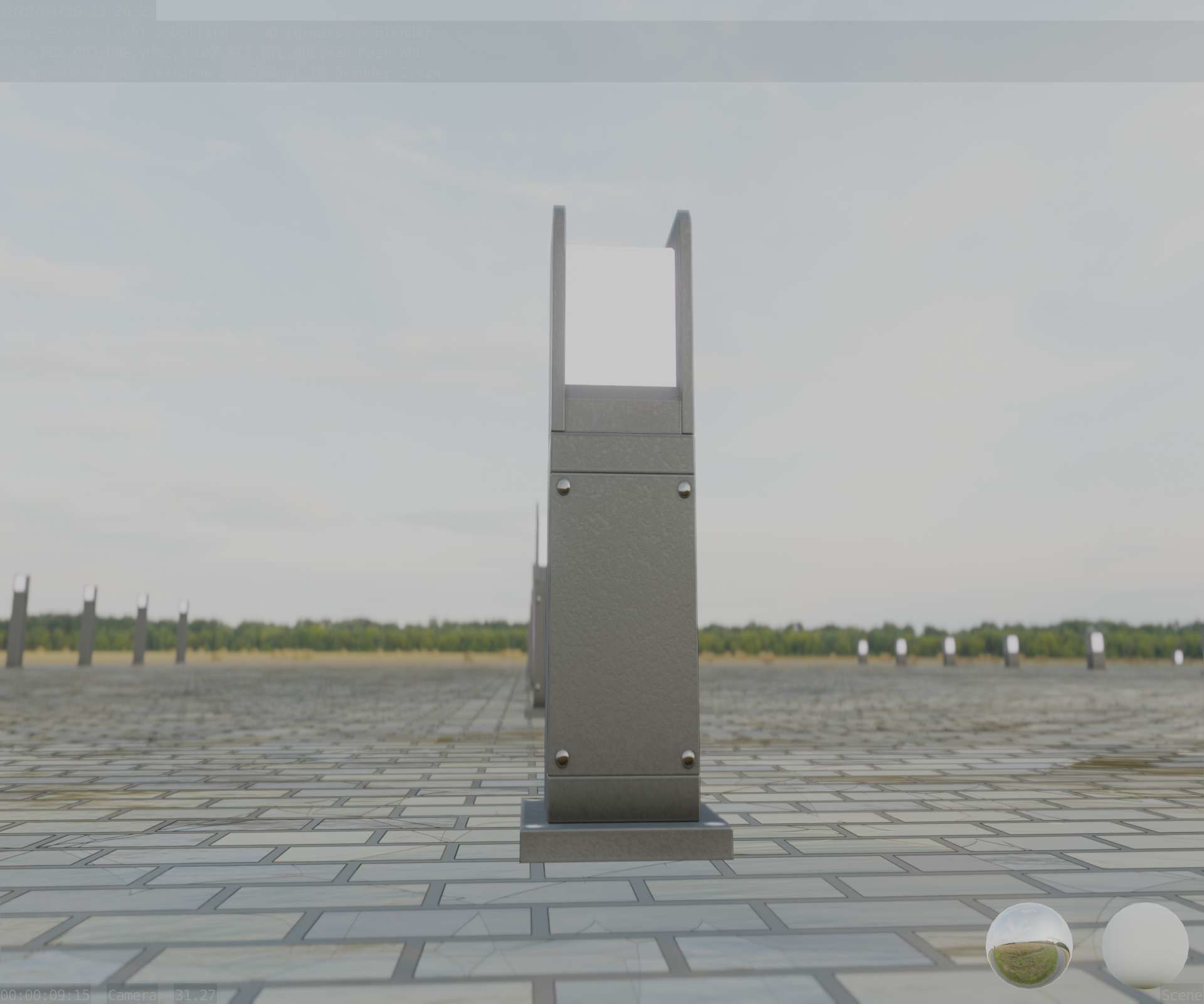 Street Light 8 Bollard 500mm Basic Version 1 Low-poly 3D model_1
