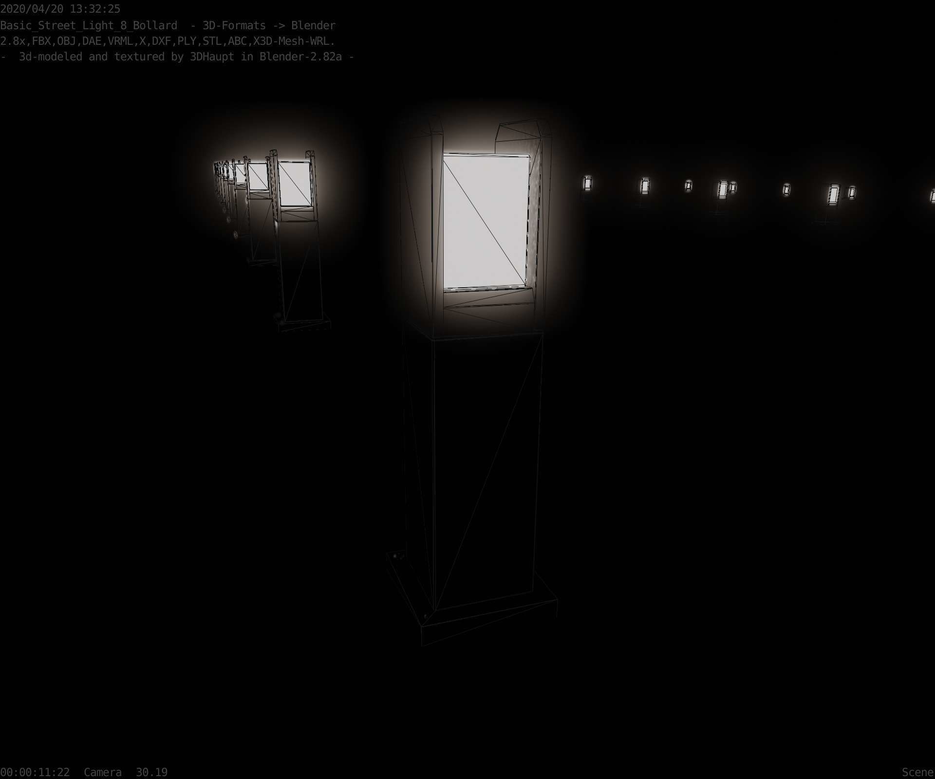 Street Light 8 Bollard 500mm Basic Version 1 Low-poly 3D model_86