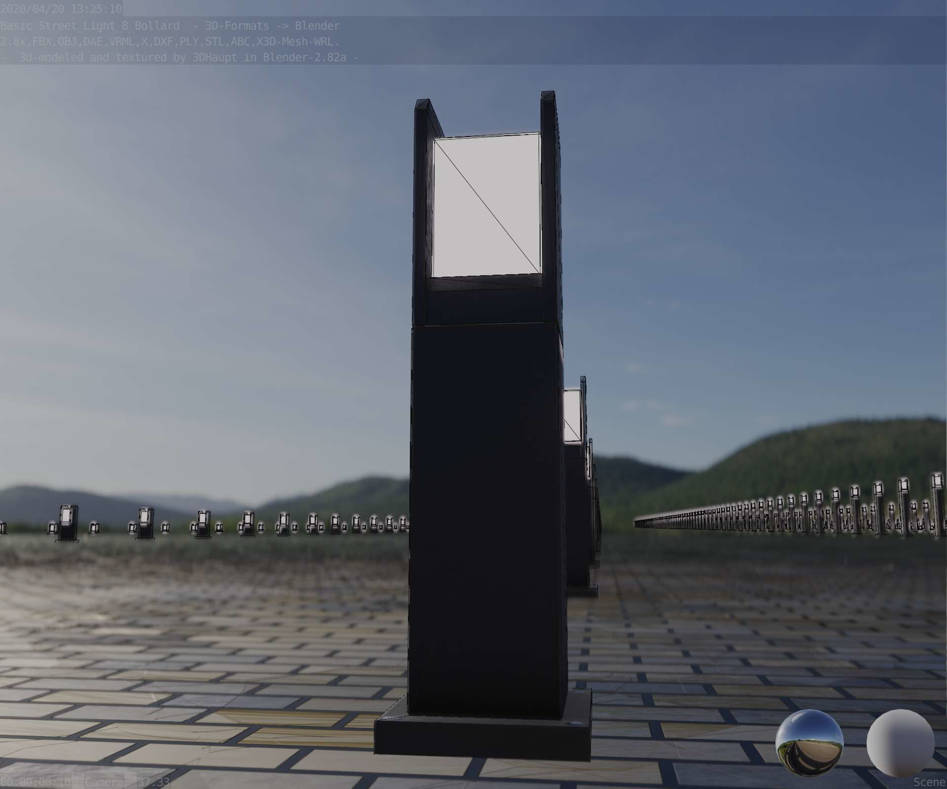 Street Light 8 Bollard 500mm Basic Version 1 Low-poly 3D model_17