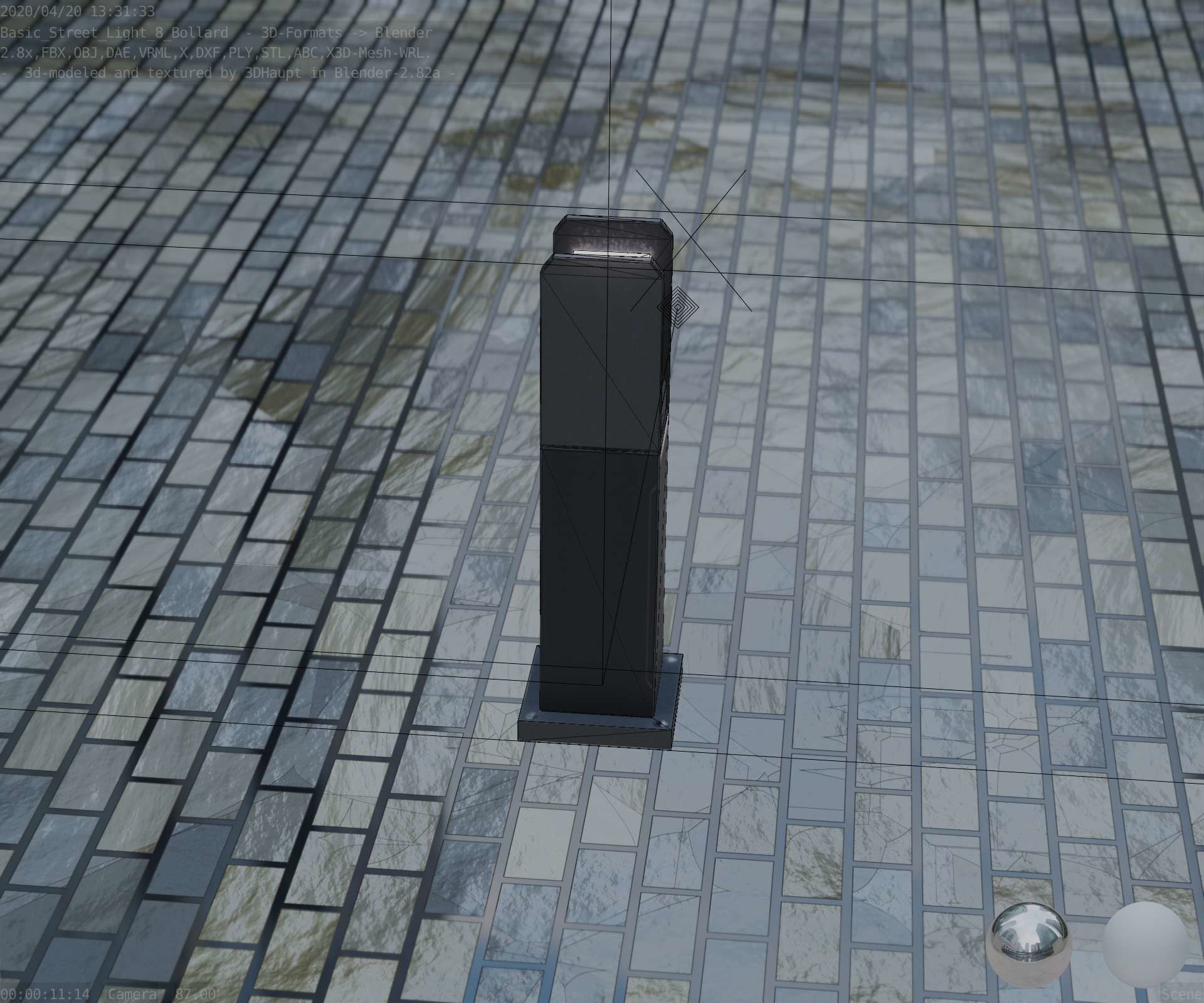 Street Light 8 Bollard 500mm Basic Version 1 Low-poly 3D model_78