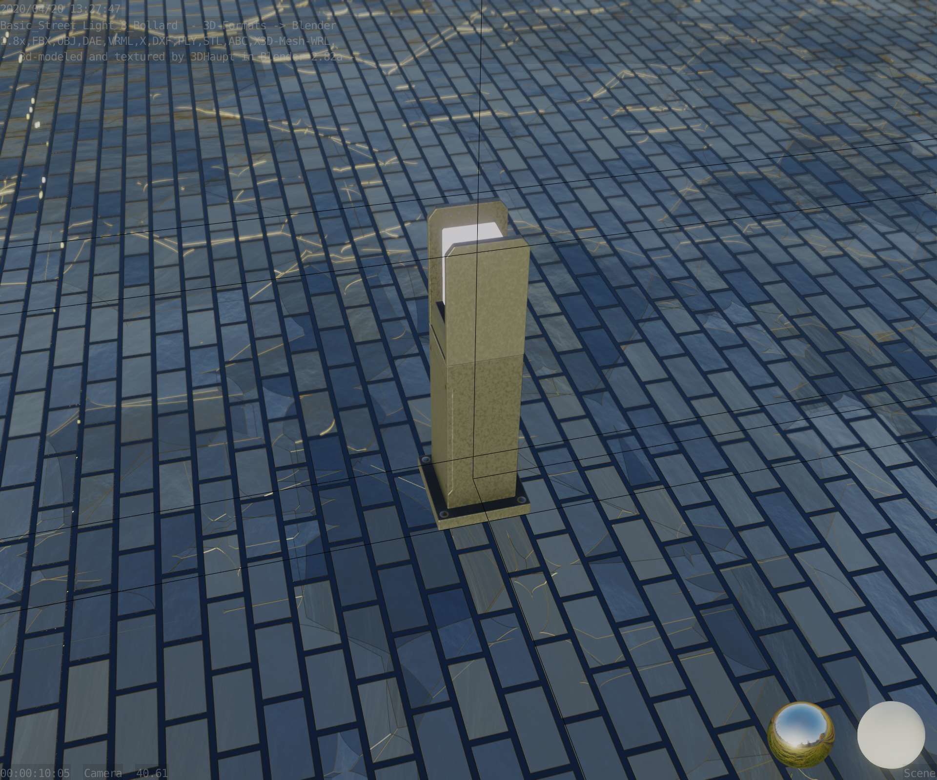 Street Light 8 Bollard 500mm Basic Version 1 Low-poly 3D model_45