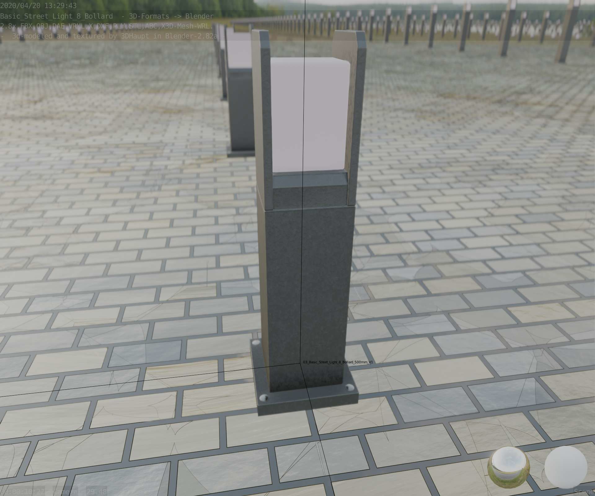 Street Light 8 Bollard 500mm Basic Version 1 Low-poly 3D model_62