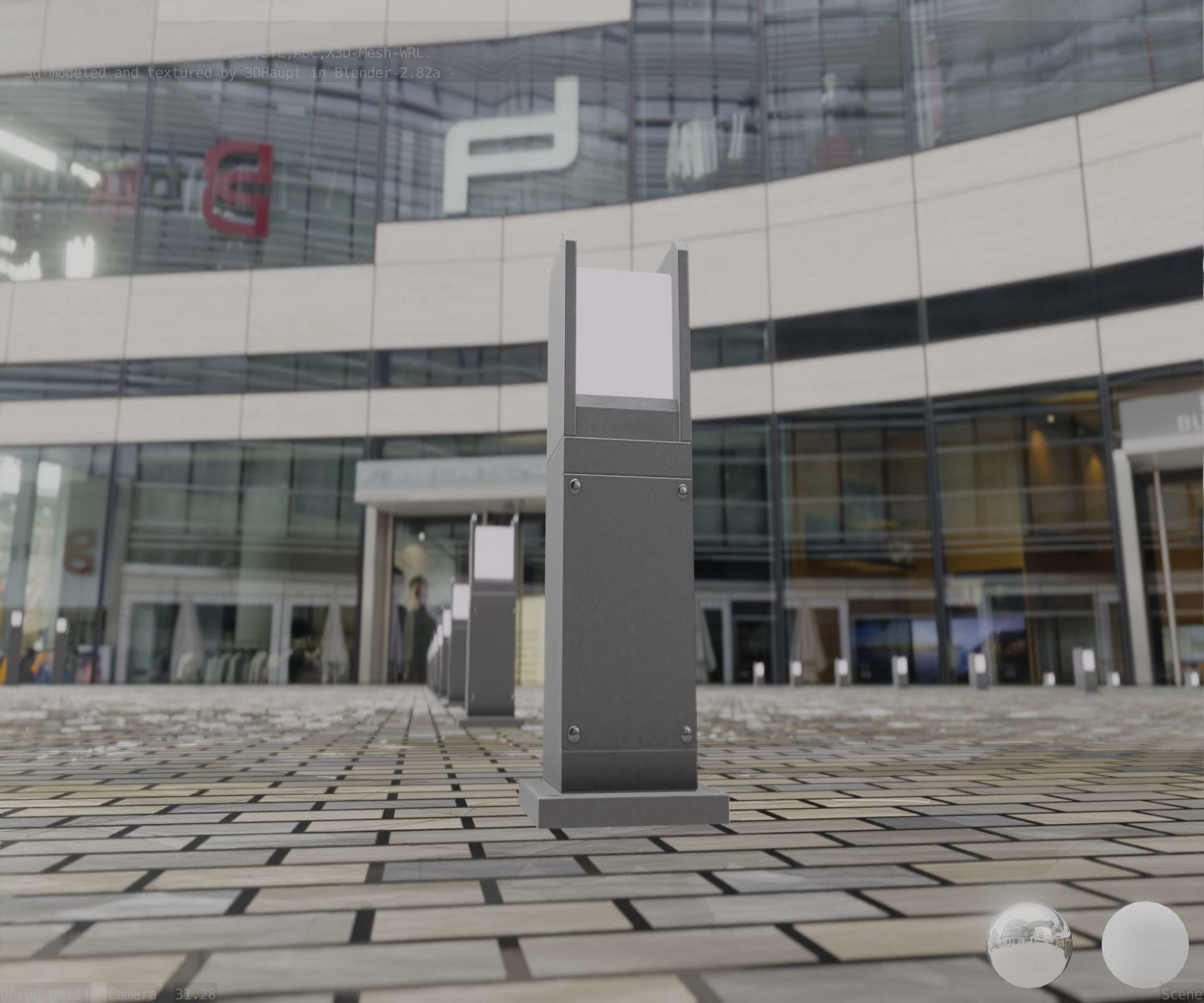 Street Light 8 Bollard 500mm Basic Version 1 Low-poly 3D model_35