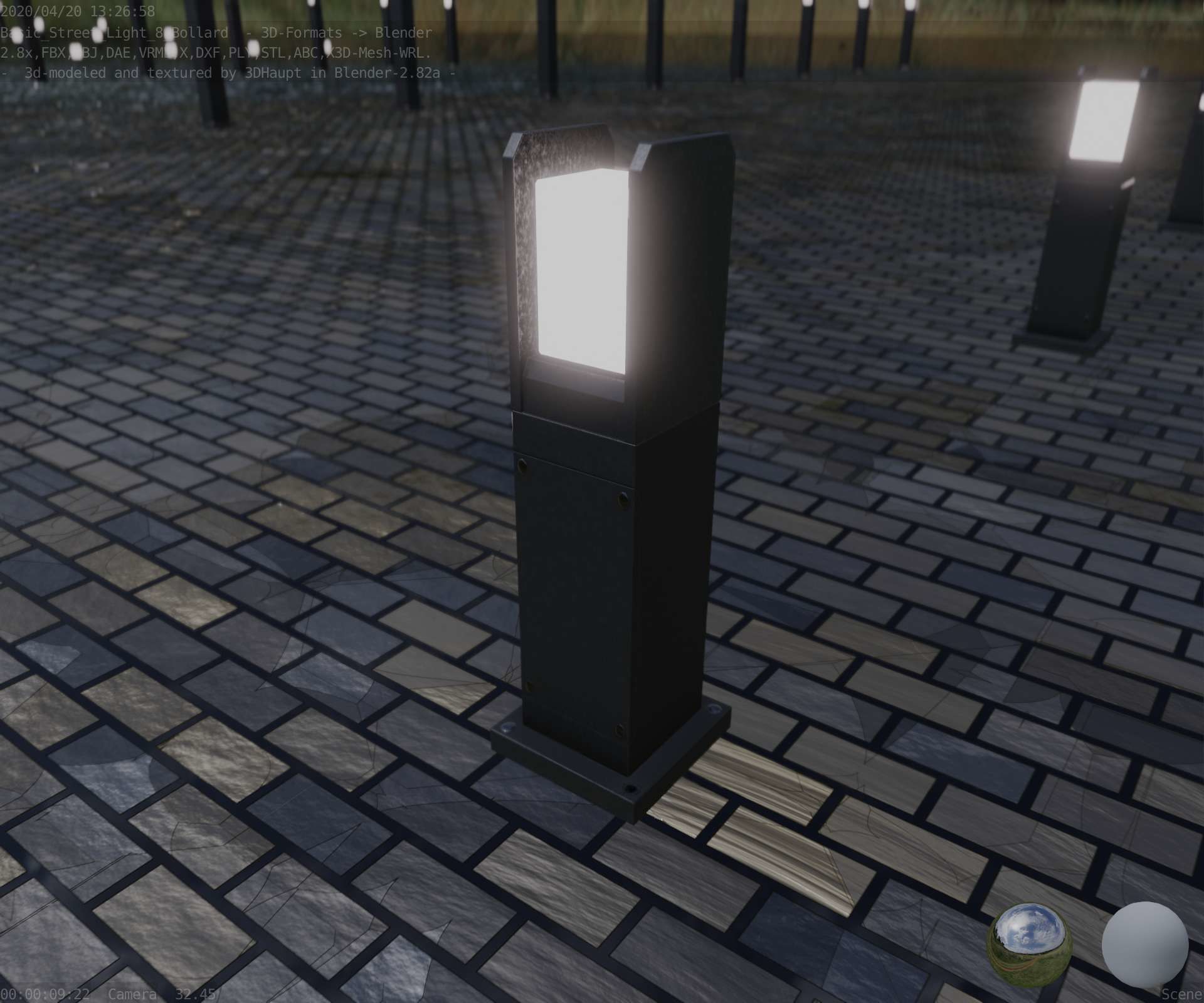 Street Light 8 Bollard 500mm Basic Version 1 Low-poly 3D model_38