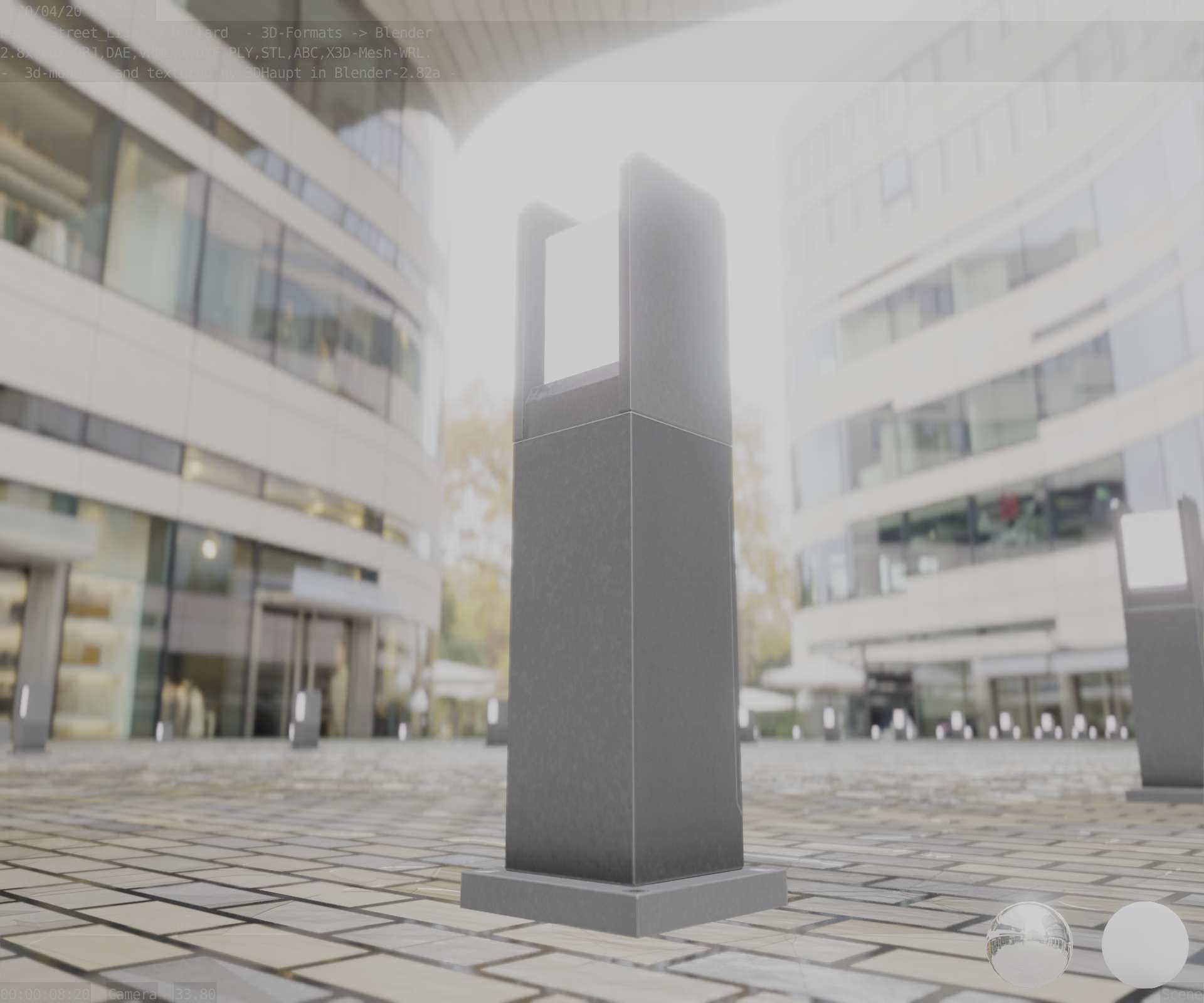 Street Light 8 Bollard 500mm Basic Version 1 Low-poly 3D model_21