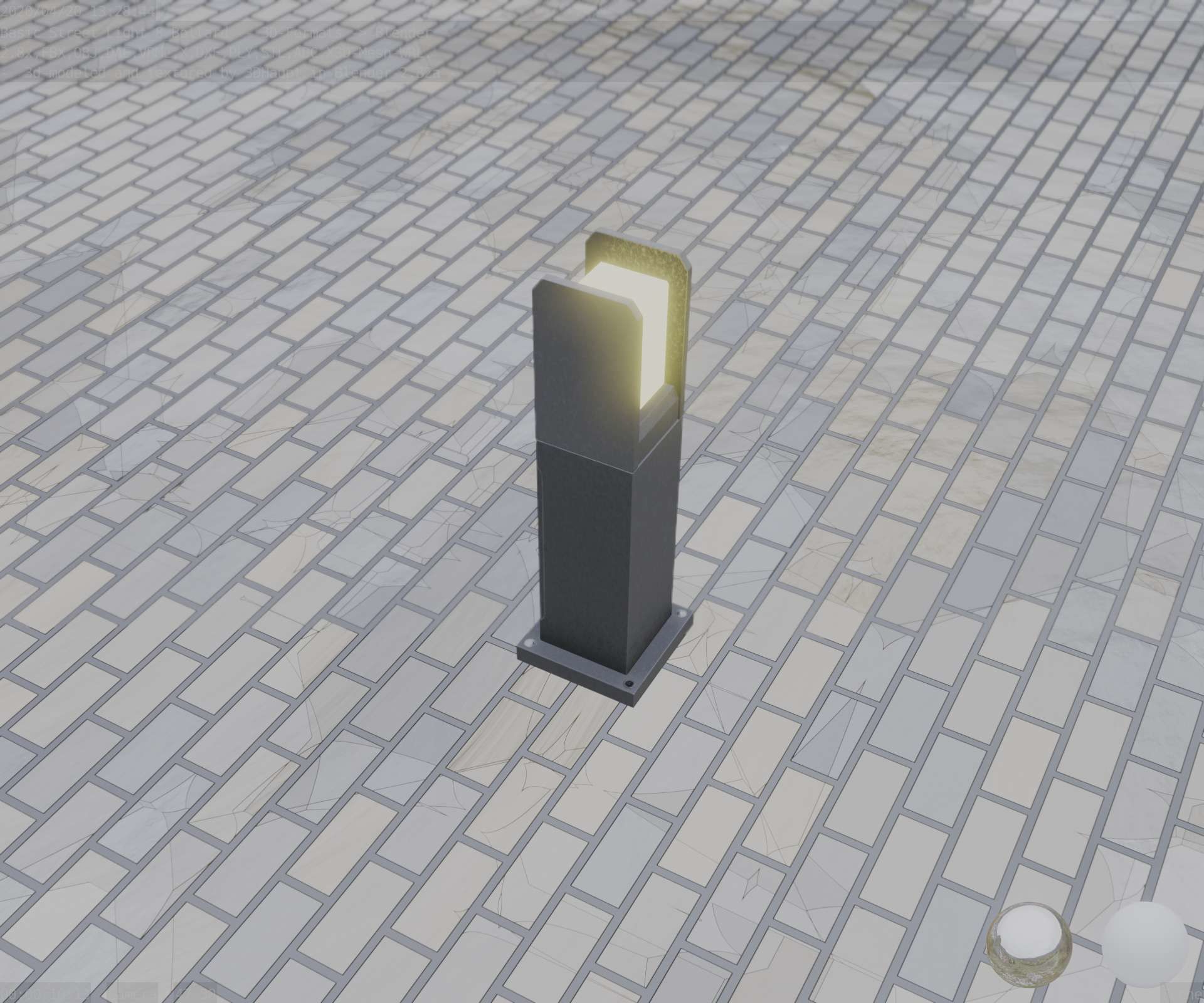 Street Light 8 Bollard 500mm Basic Version 1 Low-poly 3D model_53
