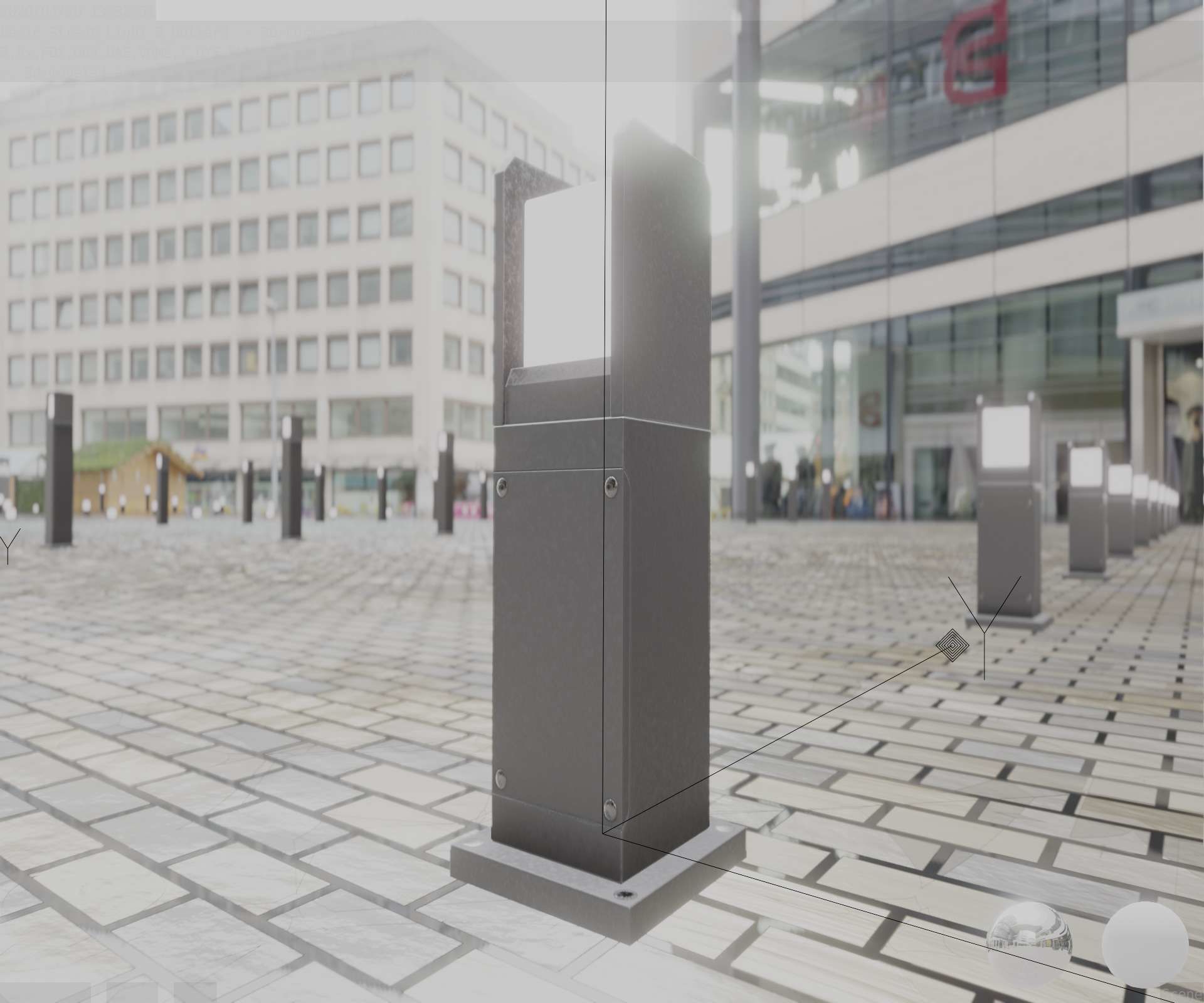 Street Light 8 Bollard 500mm Basic Version 1 Low-poly 3D model_92