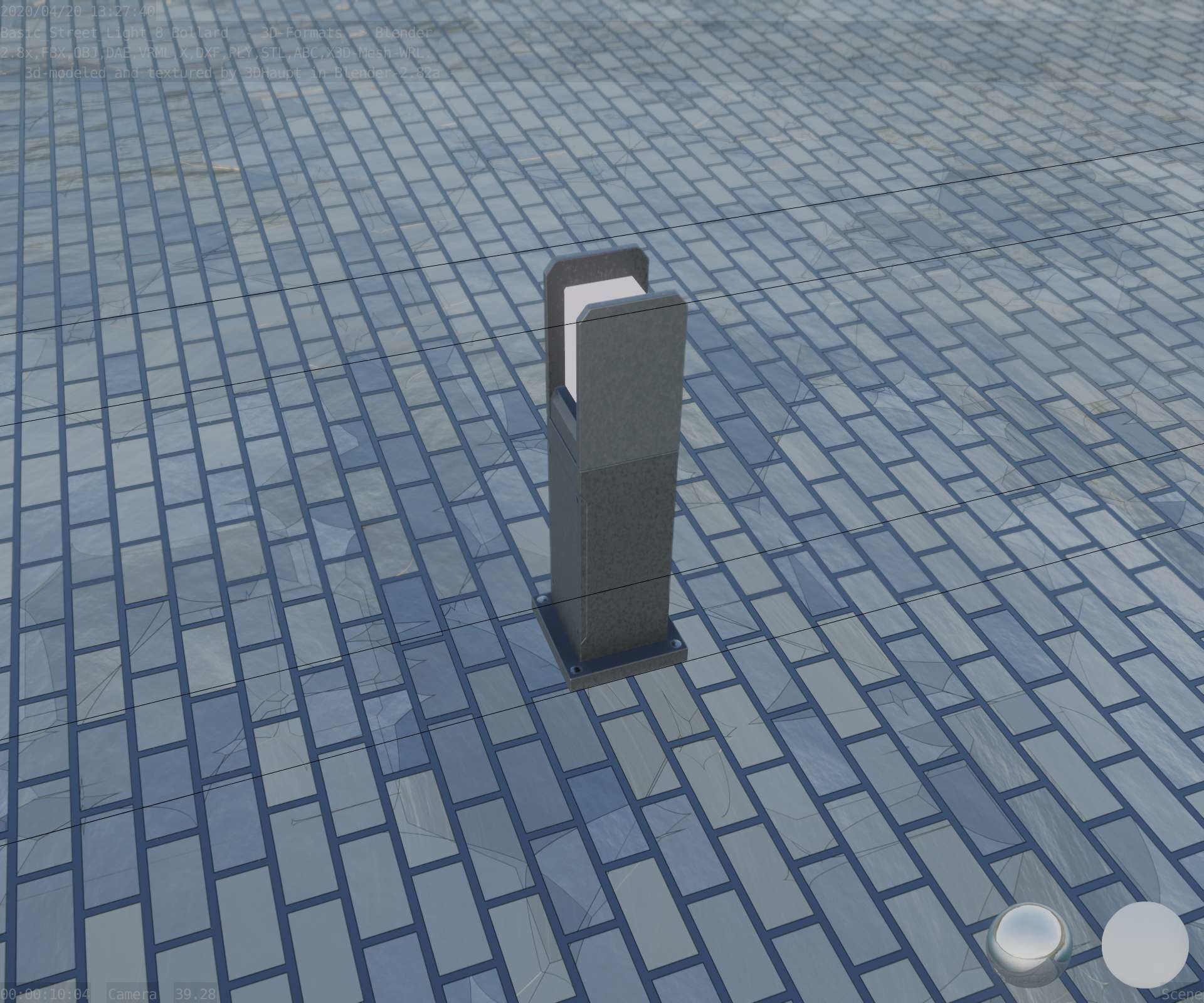 Street Light 8 Bollard 500mm Basic Version 1 Low-poly 3D model_44