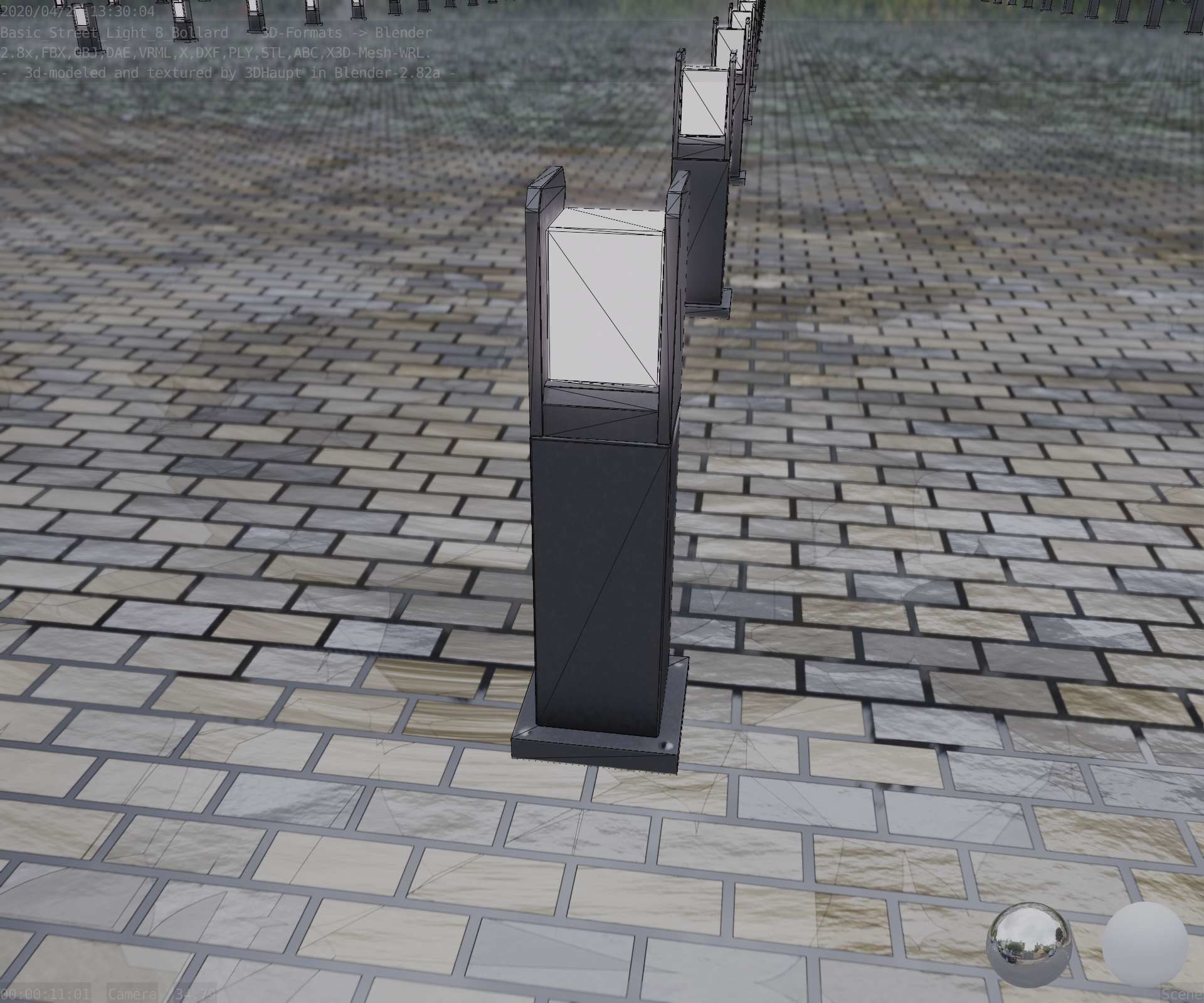 Street Light 8 Bollard 500mm Basic Version 1 Low-poly 3D model_65