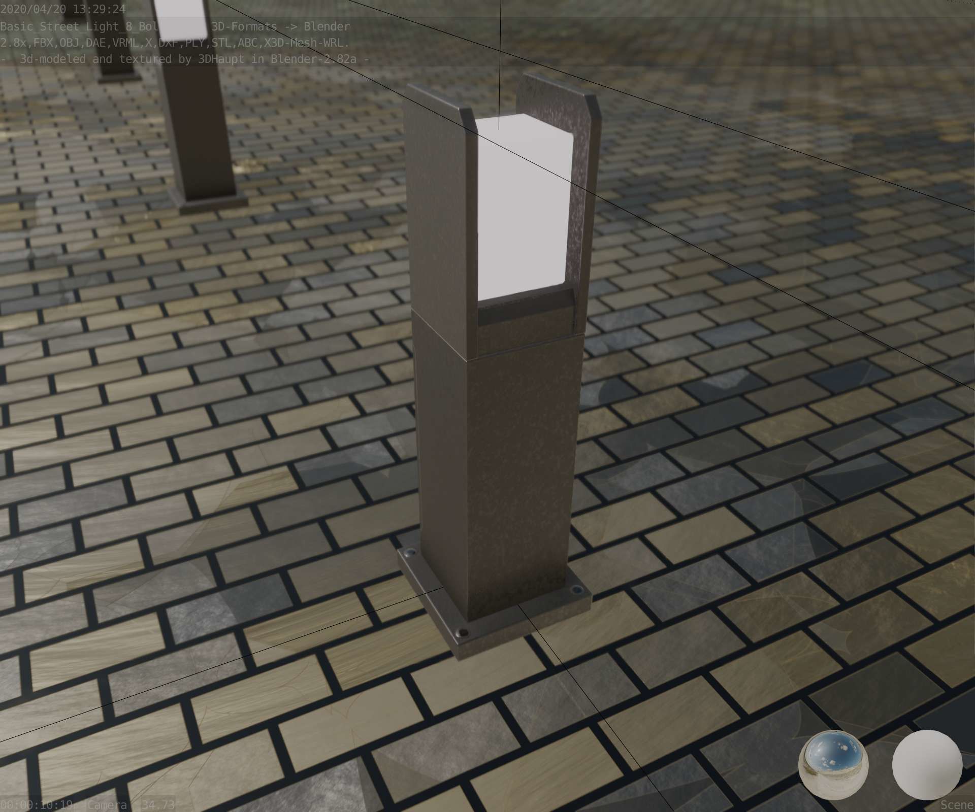 Street Light 8 Bollard 500mm Basic Version 1 Low-poly 3D model_59