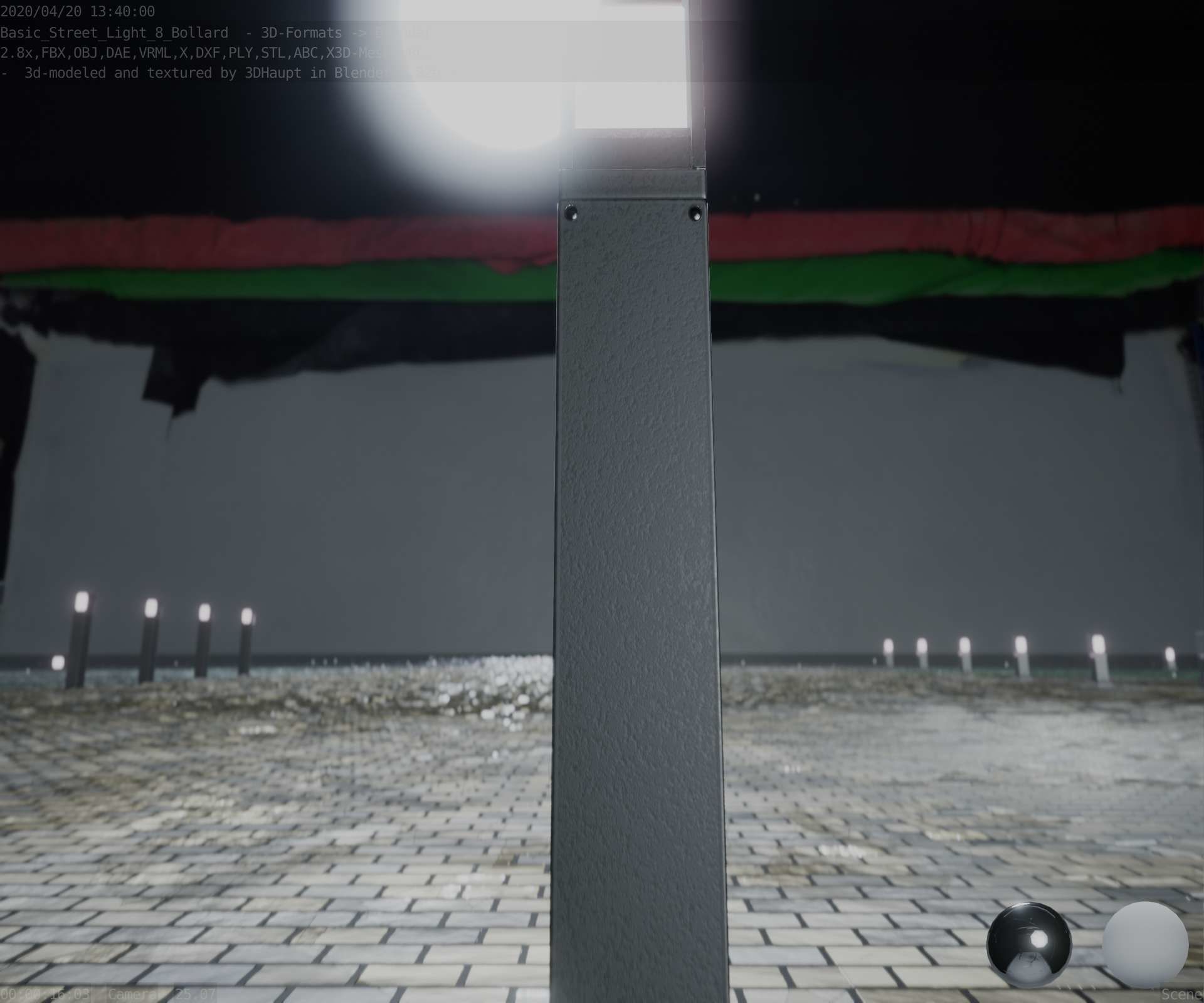 Street Light 8 Bollard 900mm Basic Version 1 Low-poly 3D model_86