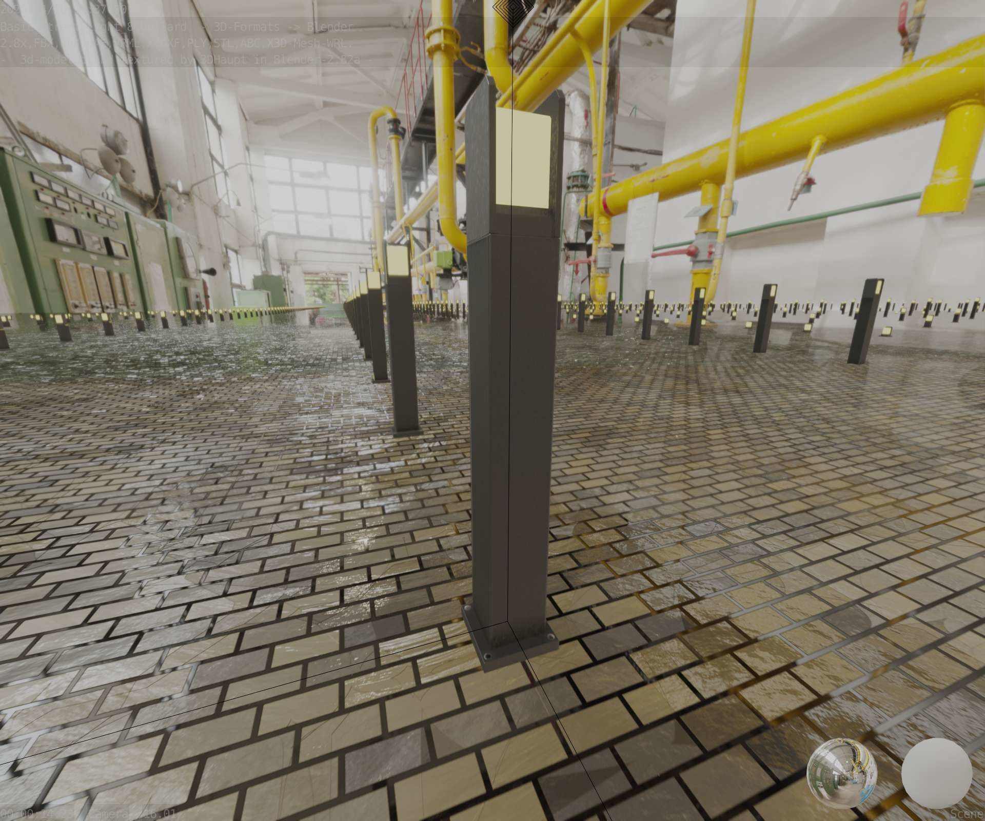 Street Light 8 Bollard 900mm Basic Version 1 Low-poly 3D model_58