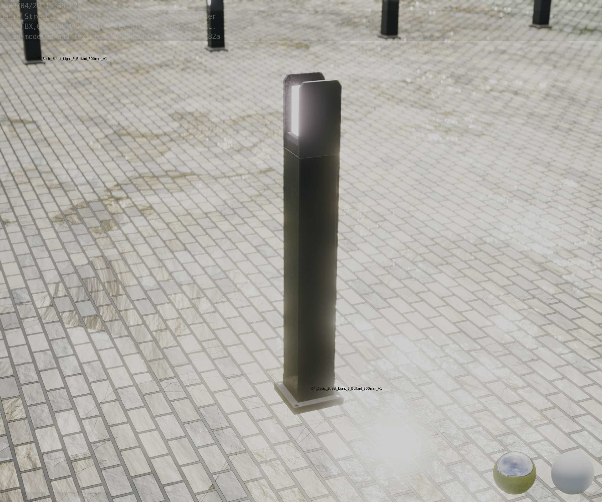 Street Light 8 Bollard 900mm Basic Version 1 Low-poly 3D model_72