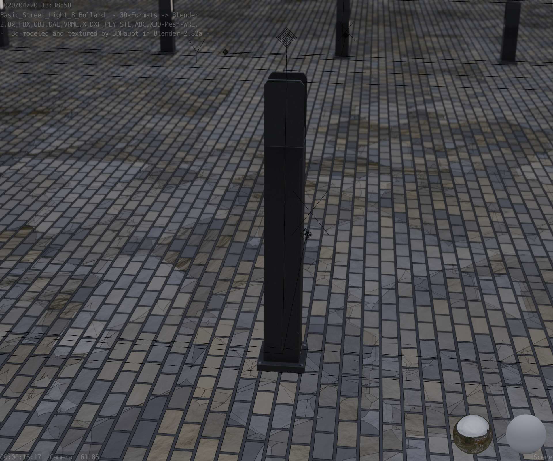 Street Light 8 Bollard 900mm Basic Version 1 Low-poly 3D model_76