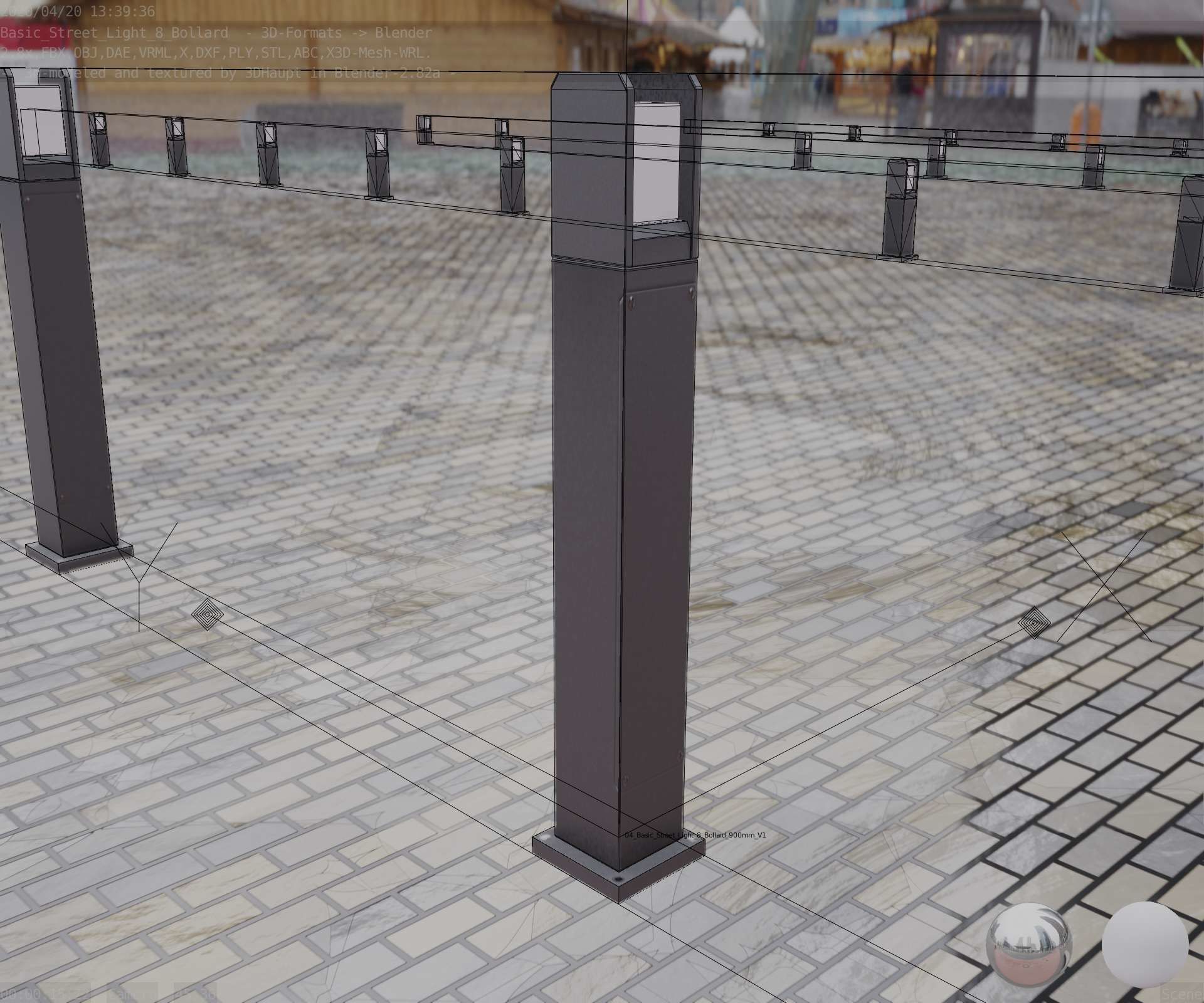 Street Light 8 Bollard 900mm Basic Version 1 Low-poly 3D model_81