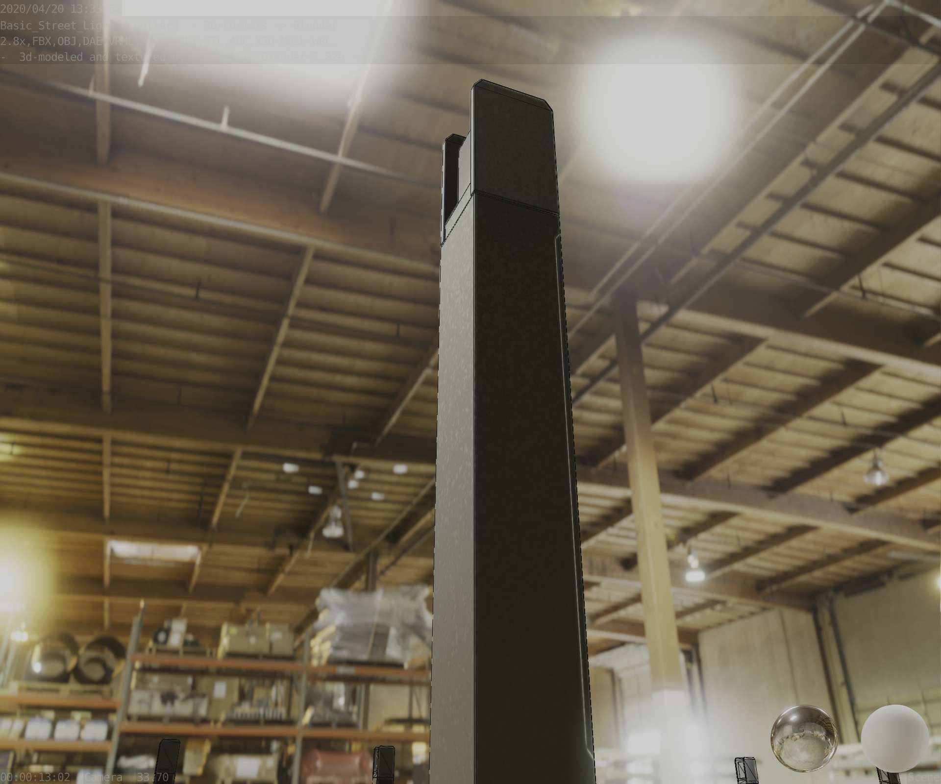 Street Light 8 Bollard 900mm Basic Version 1 Low-poly 3D model_23