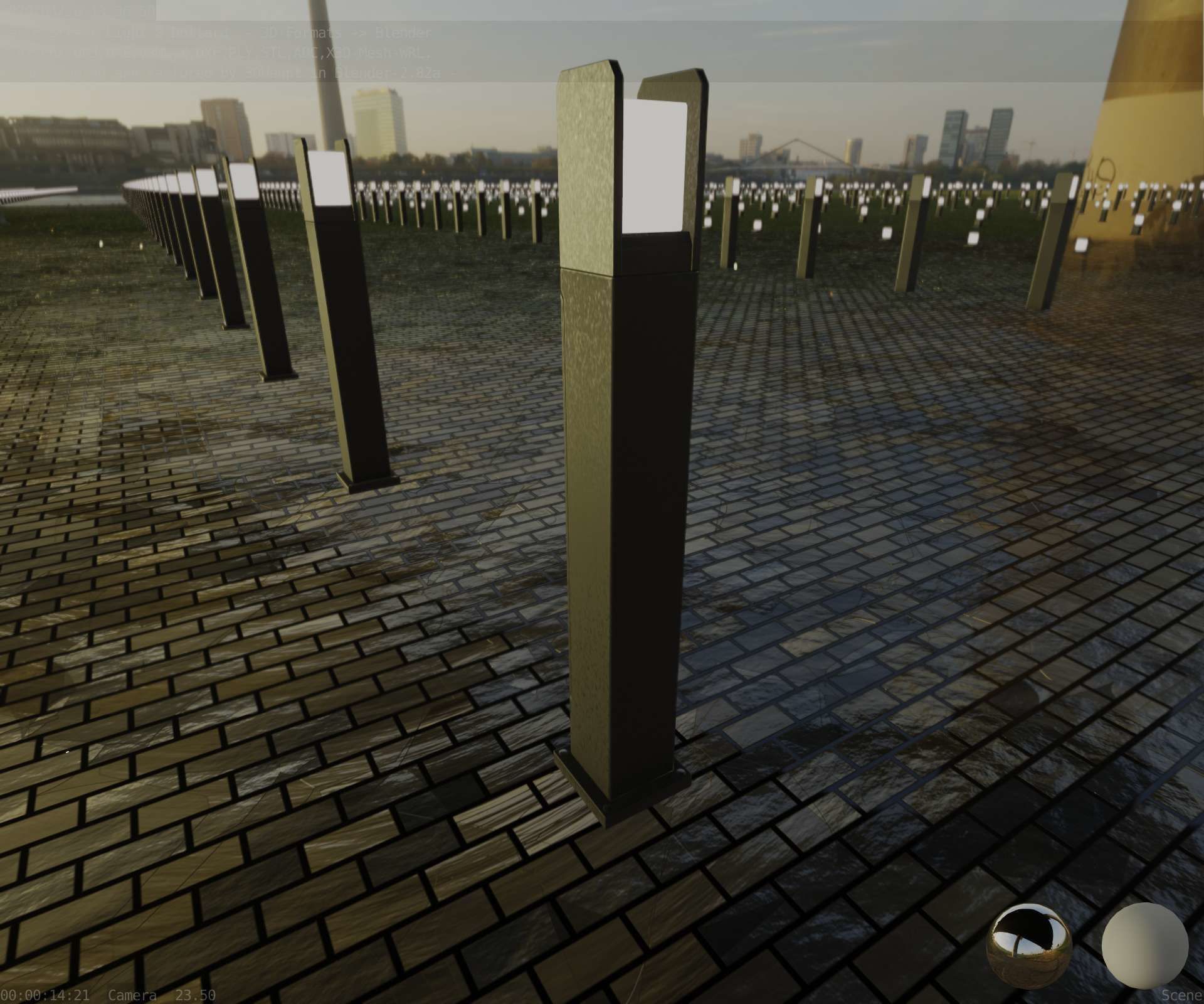 Street Light 8 Bollard 900mm Basic Version 1 Low-poly 3D model_56