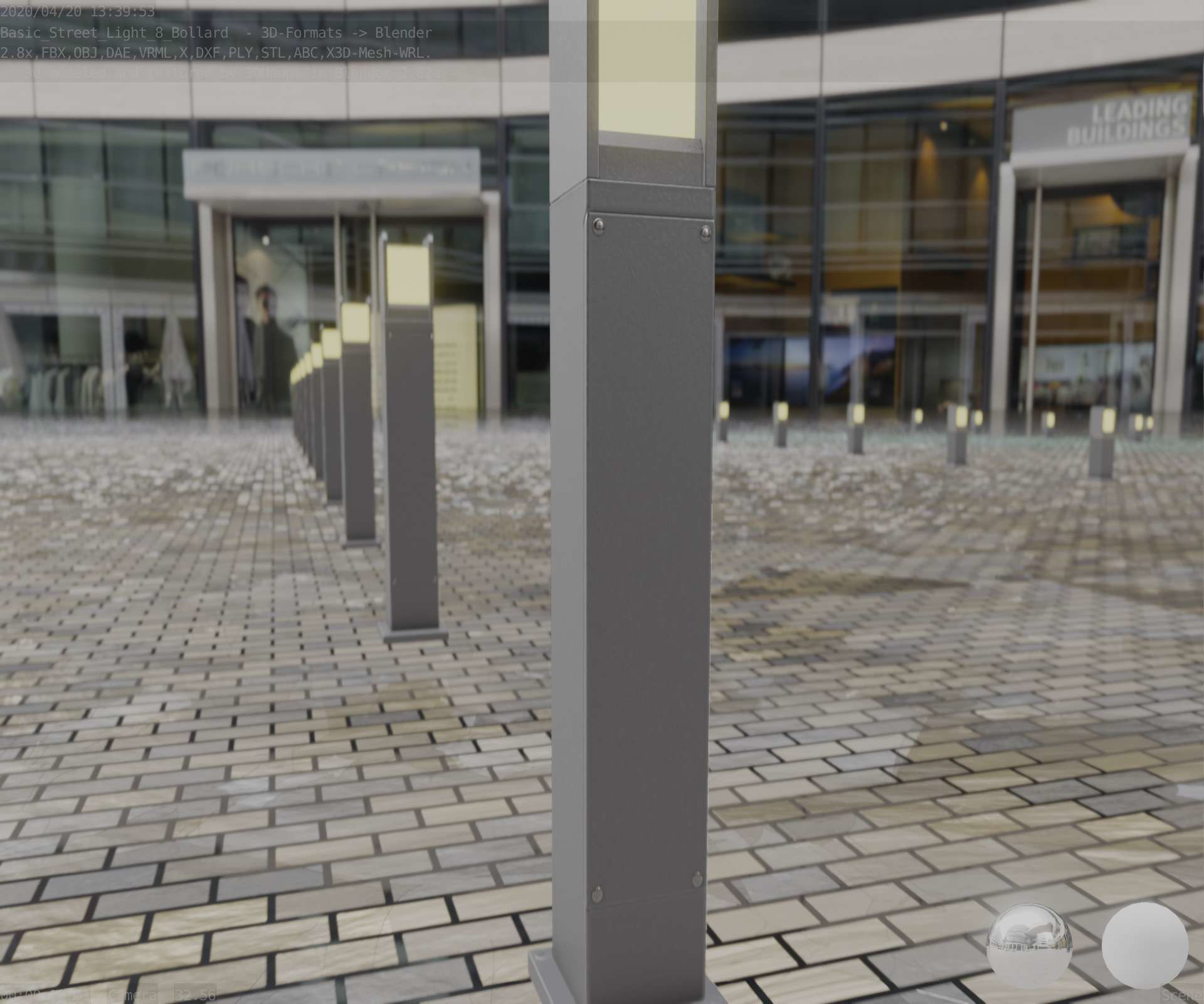 Street Light 8 Bollard 900mm Basic Version 1 Low-poly 3D model_84