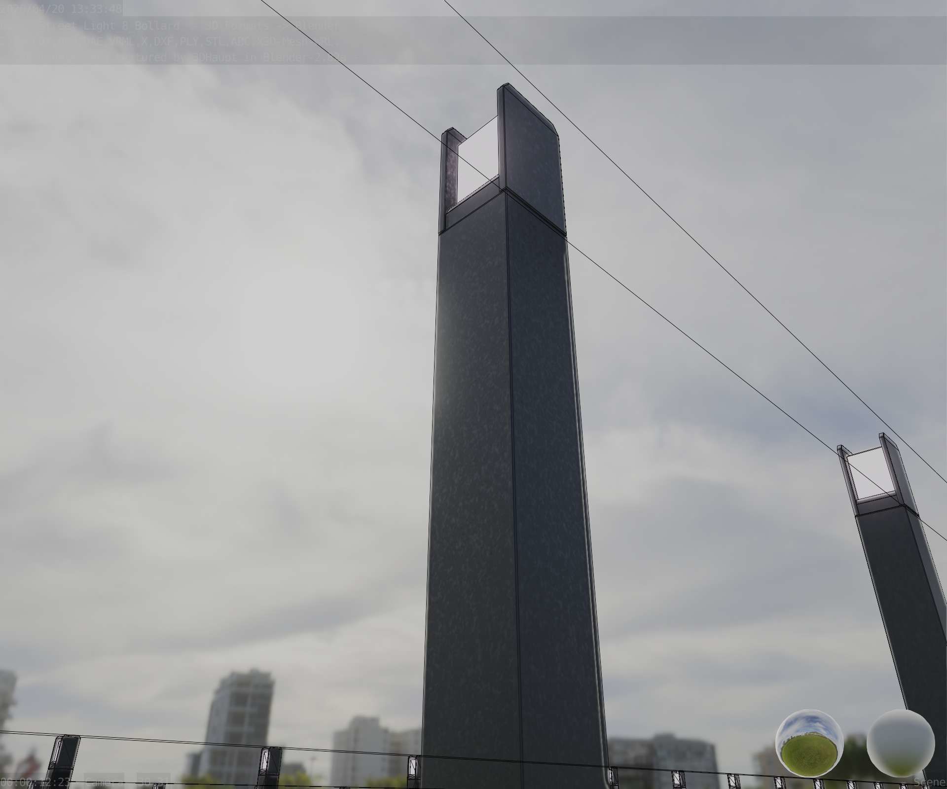 Street Light 8 Bollard 900mm Basic Version 1 Low-poly 3D model_20