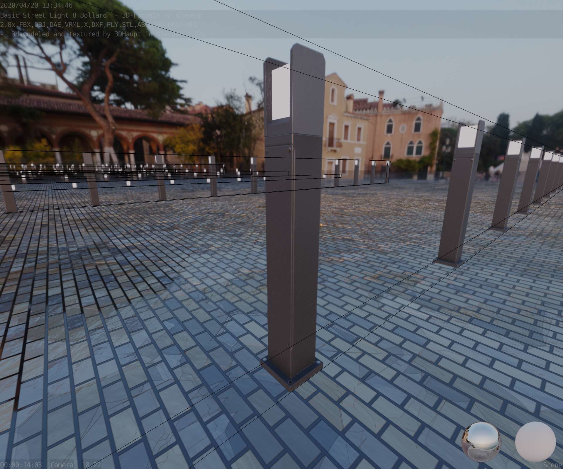 Street Light 8 Bollard 900mm Basic Version 1 Low-poly 3D model_40