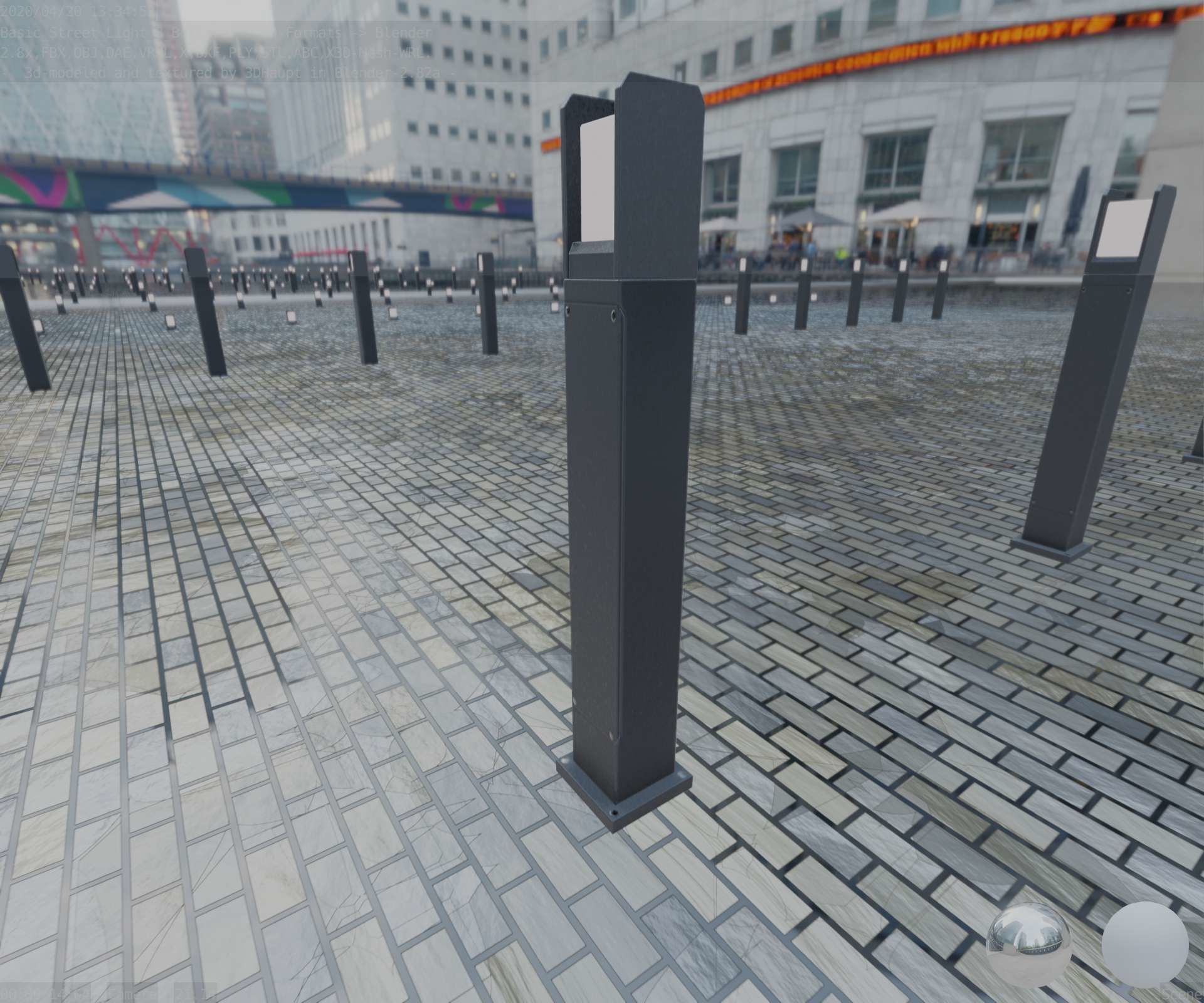 Street Light 8 Bollard 900mm Basic Version 1 Low-poly 3D model_41