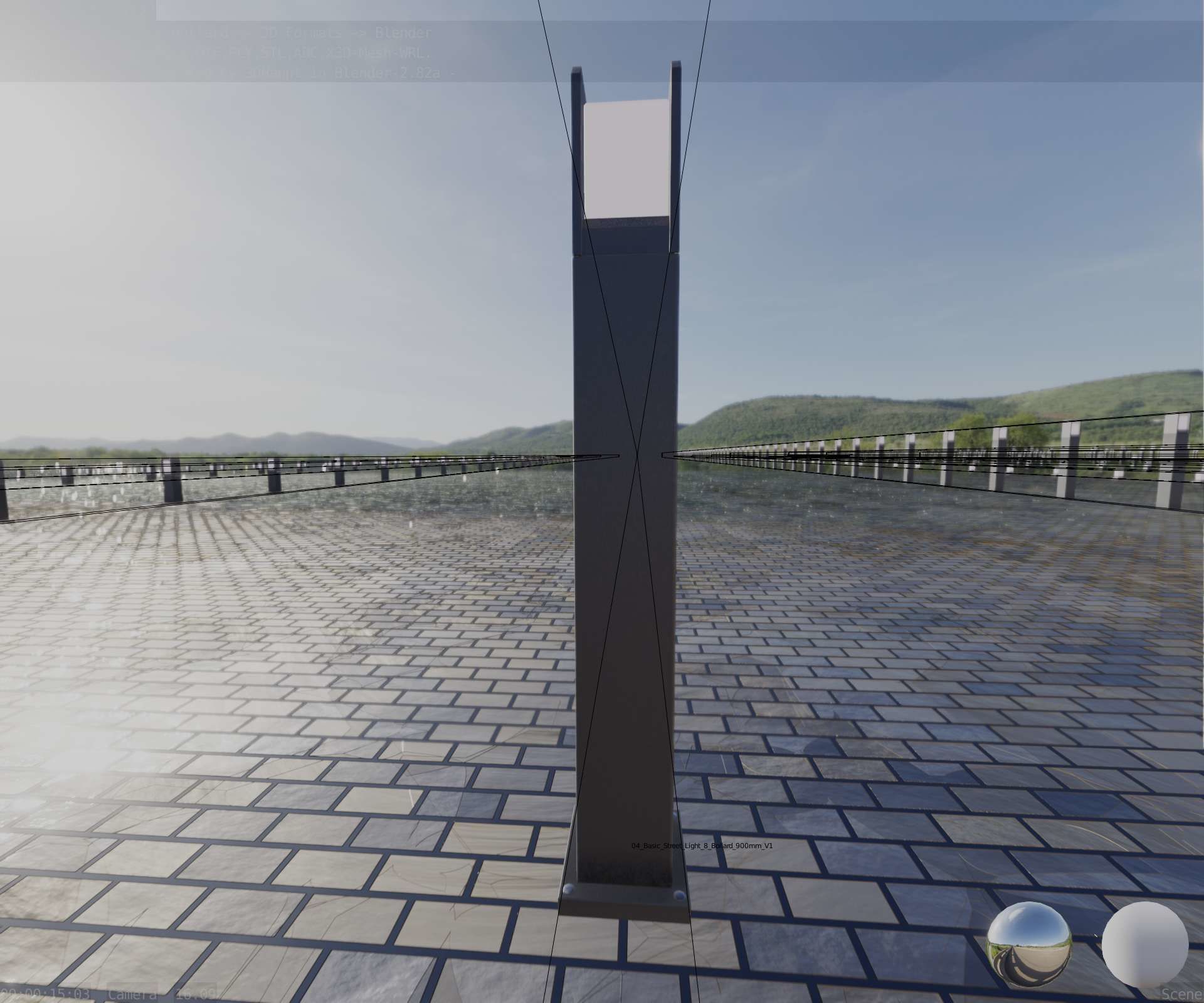 Street Light 8 Bollard 900mm Basic Version 1 Low-poly 3D model_62