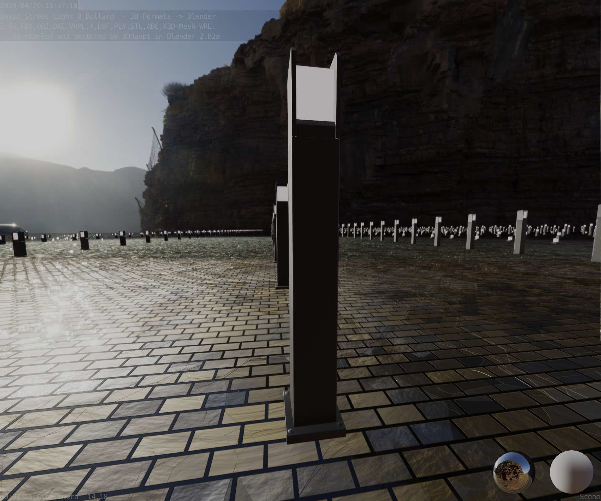 Street Light 8 Bollard 900mm Basic Version 1 Low-poly 3D model_60