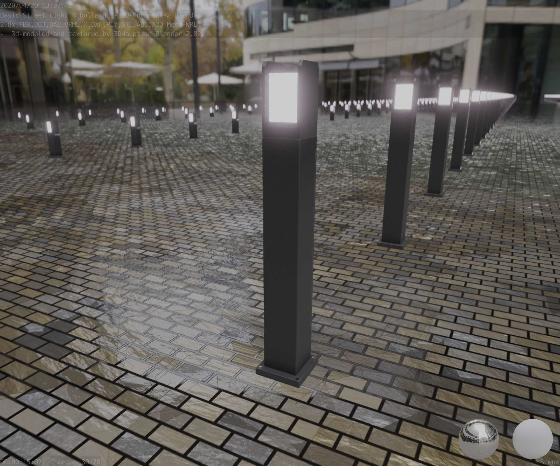 Street Light 8 Bollard 900mm Basic Version 1 Low-poly 3D model_66