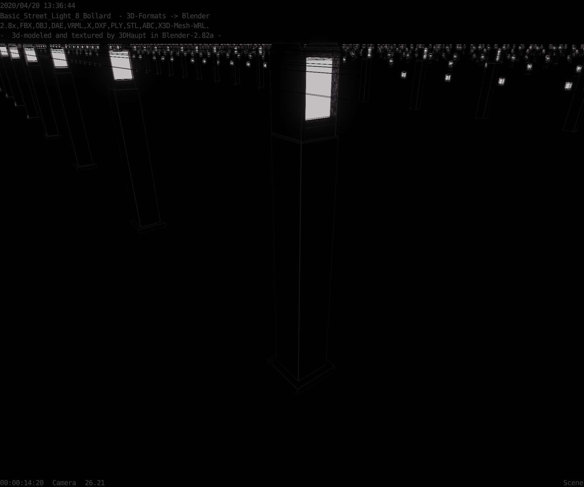 Street Light 8 Bollard 900mm Basic Version 1 Low-poly 3D model_55