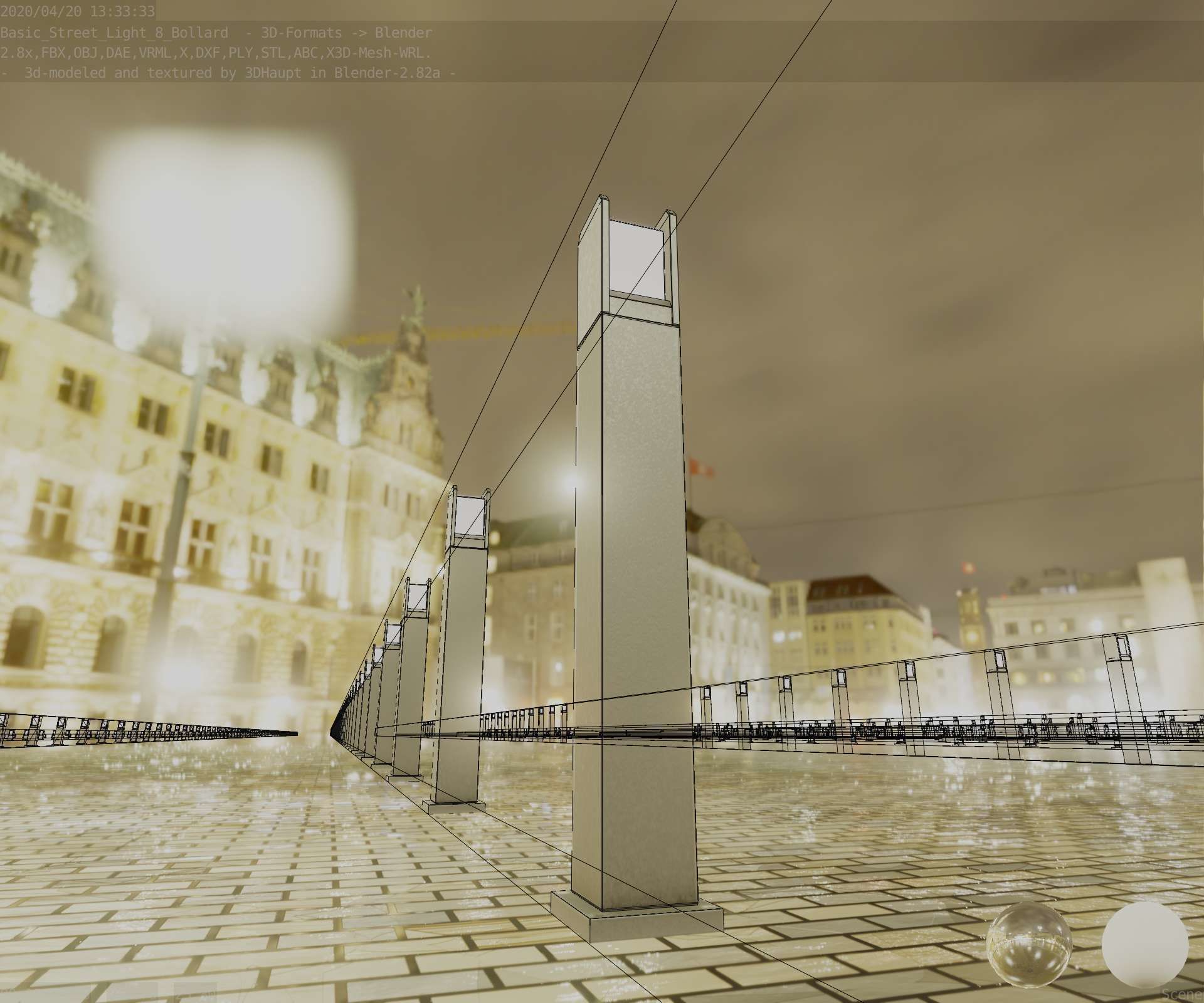 Street Light 8 Bollard 900mm Basic Version 1 Low-poly 3D model_15