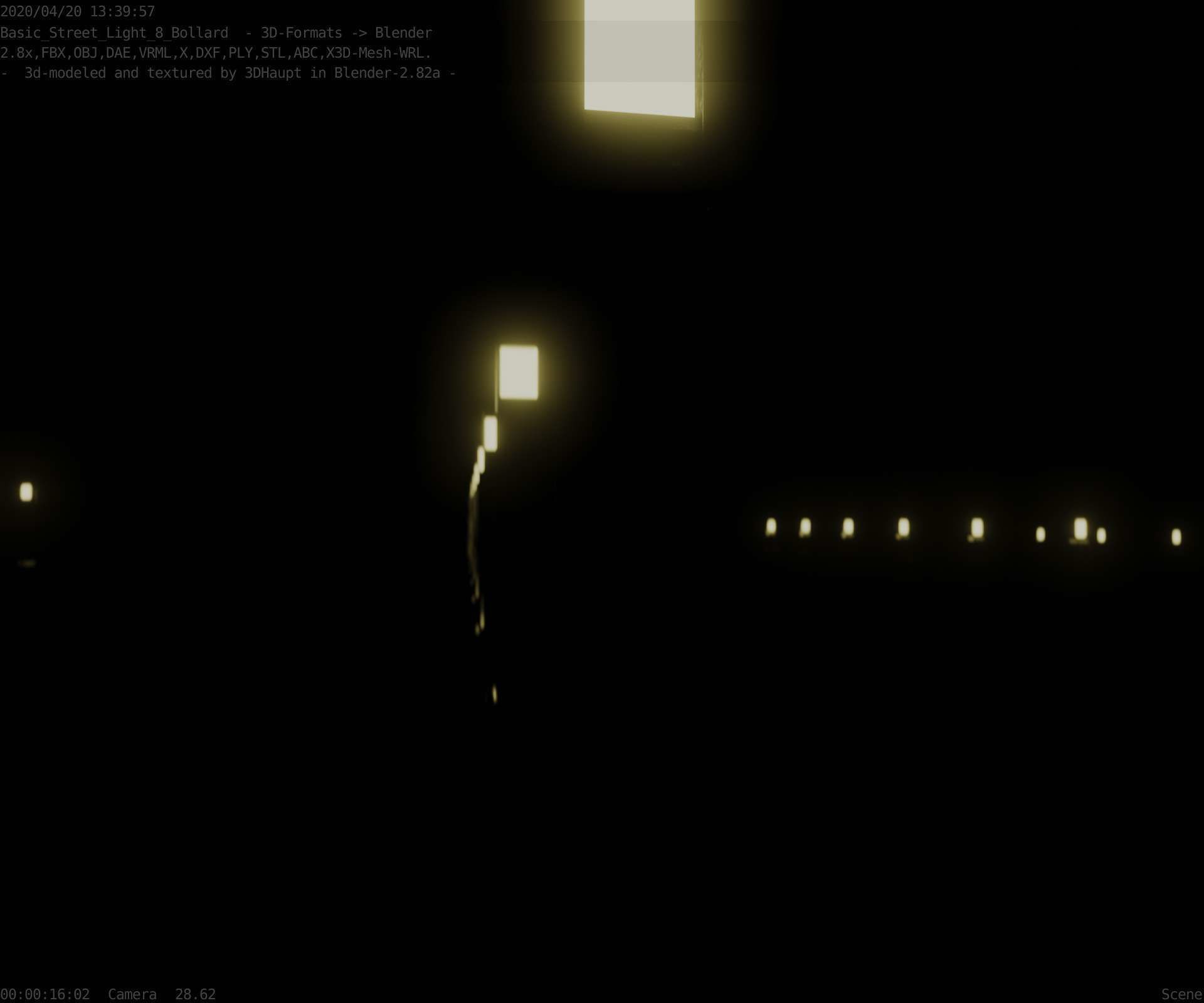 Street Light 8 Bollard 900mm Basic Version 1 Low-poly 3D model_85