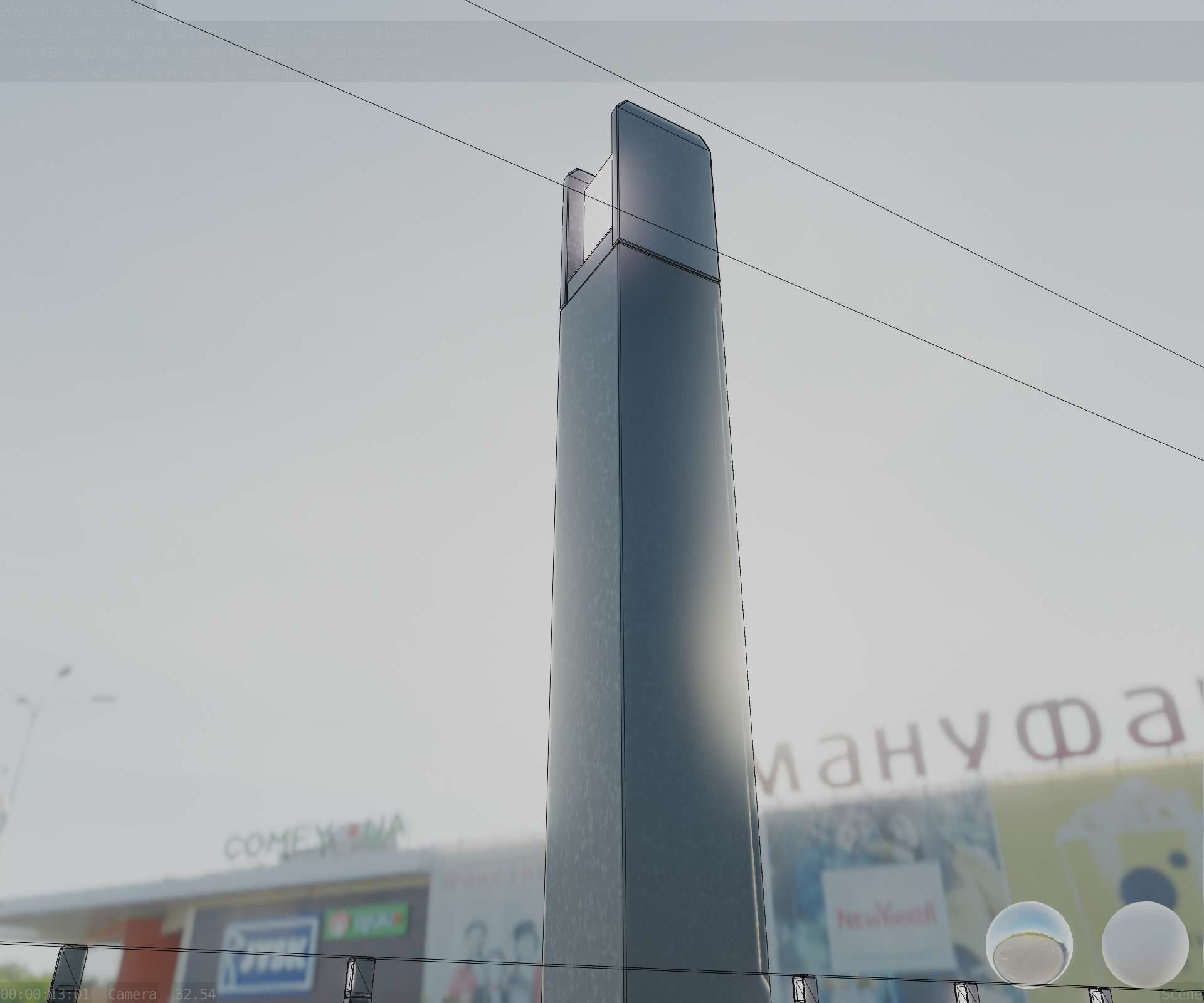 Street Light 8 Bollard 900mm Basic Version 1 Low-poly 3D model_22