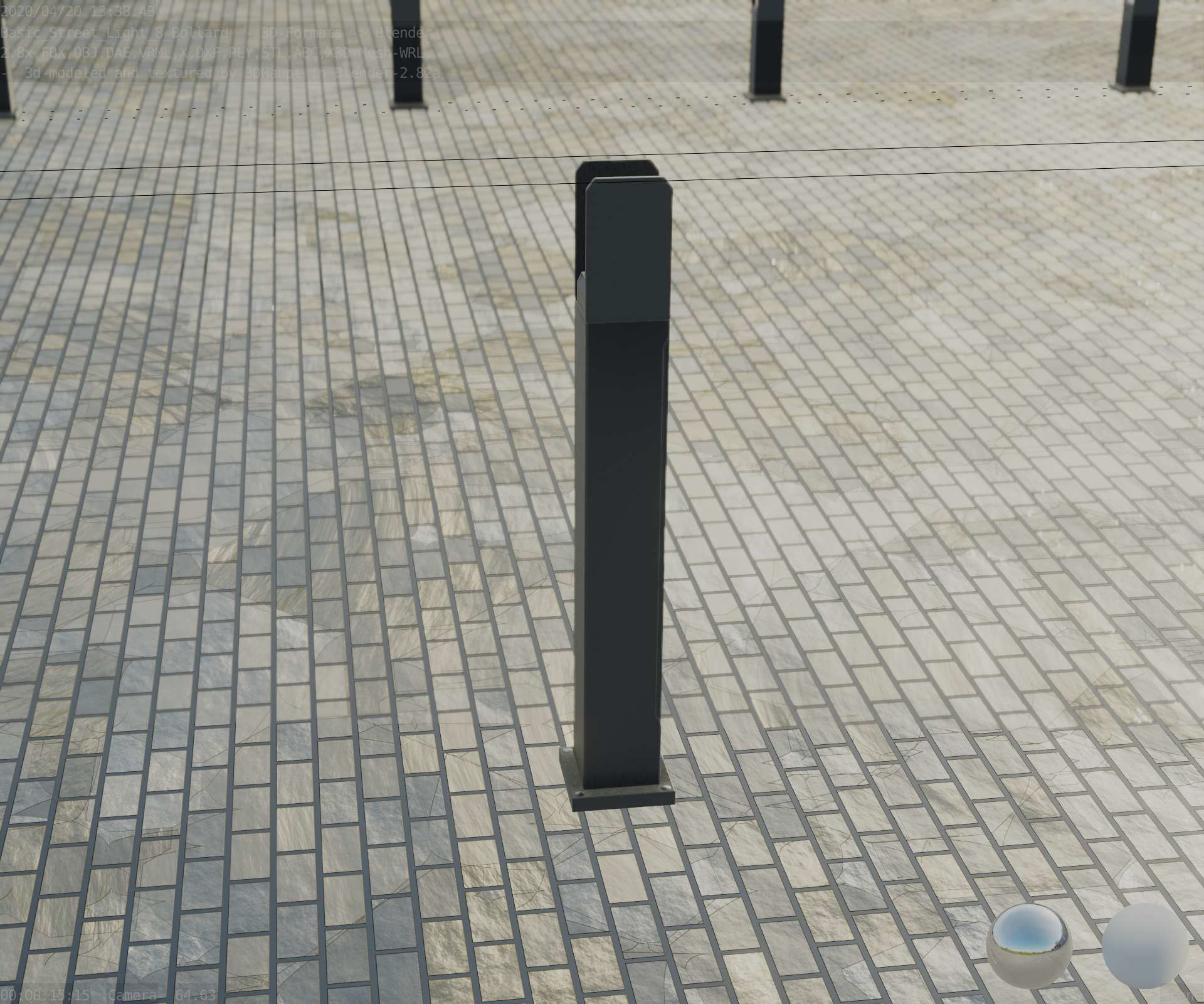 Street Light 8 Bollard 900mm Basic Version 1 Low-poly 3D model_74