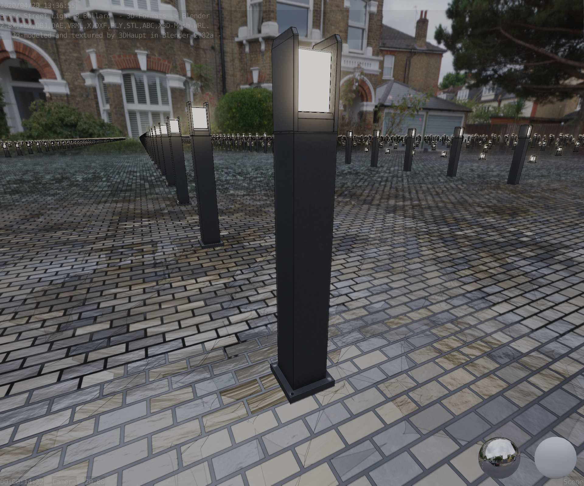 Street Light 8 Bollard 900mm Basic Version 1 Low-poly 3D model_57