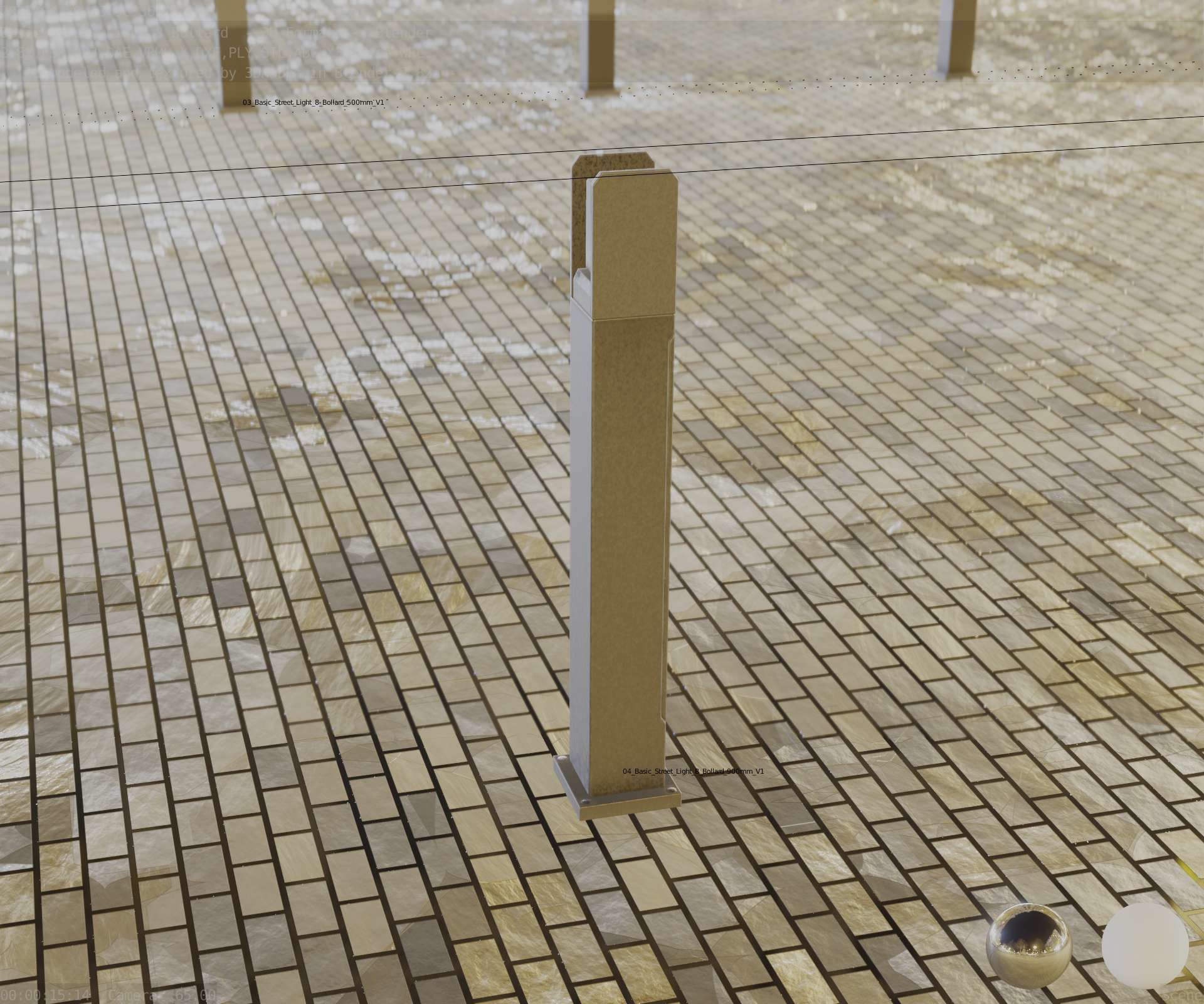 Street Light 8 Bollard 900mm Basic Version 1 Low-poly 3D model_73