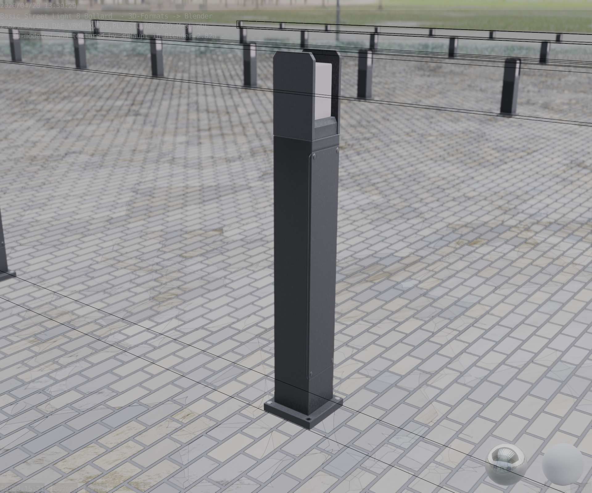 Street Light 8 Bollard 900mm Basic Version 1 Low-poly 3D model_80