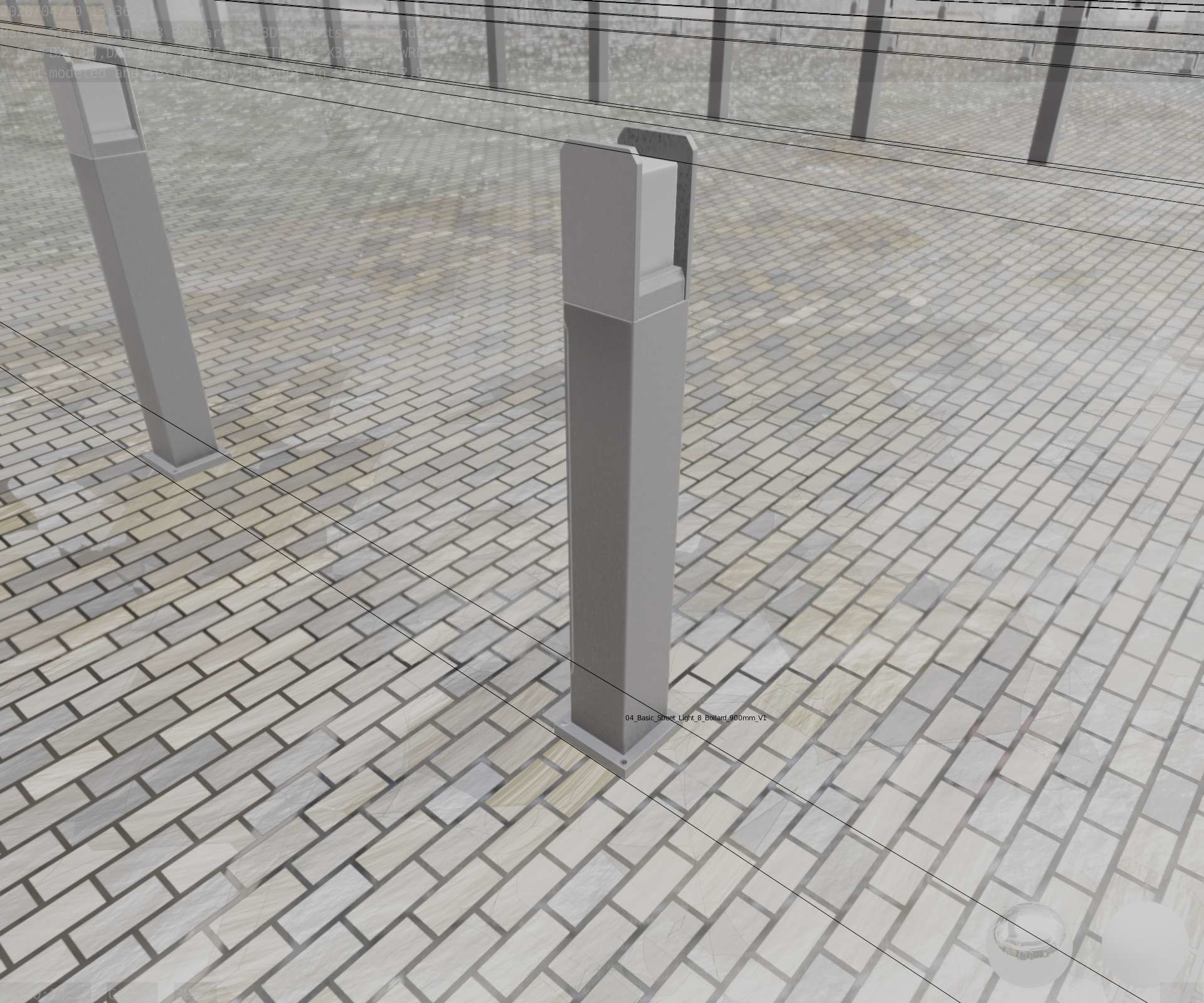 Street Light 8 Bollard 900mm Basic Version 1 Low-poly 3D model_53