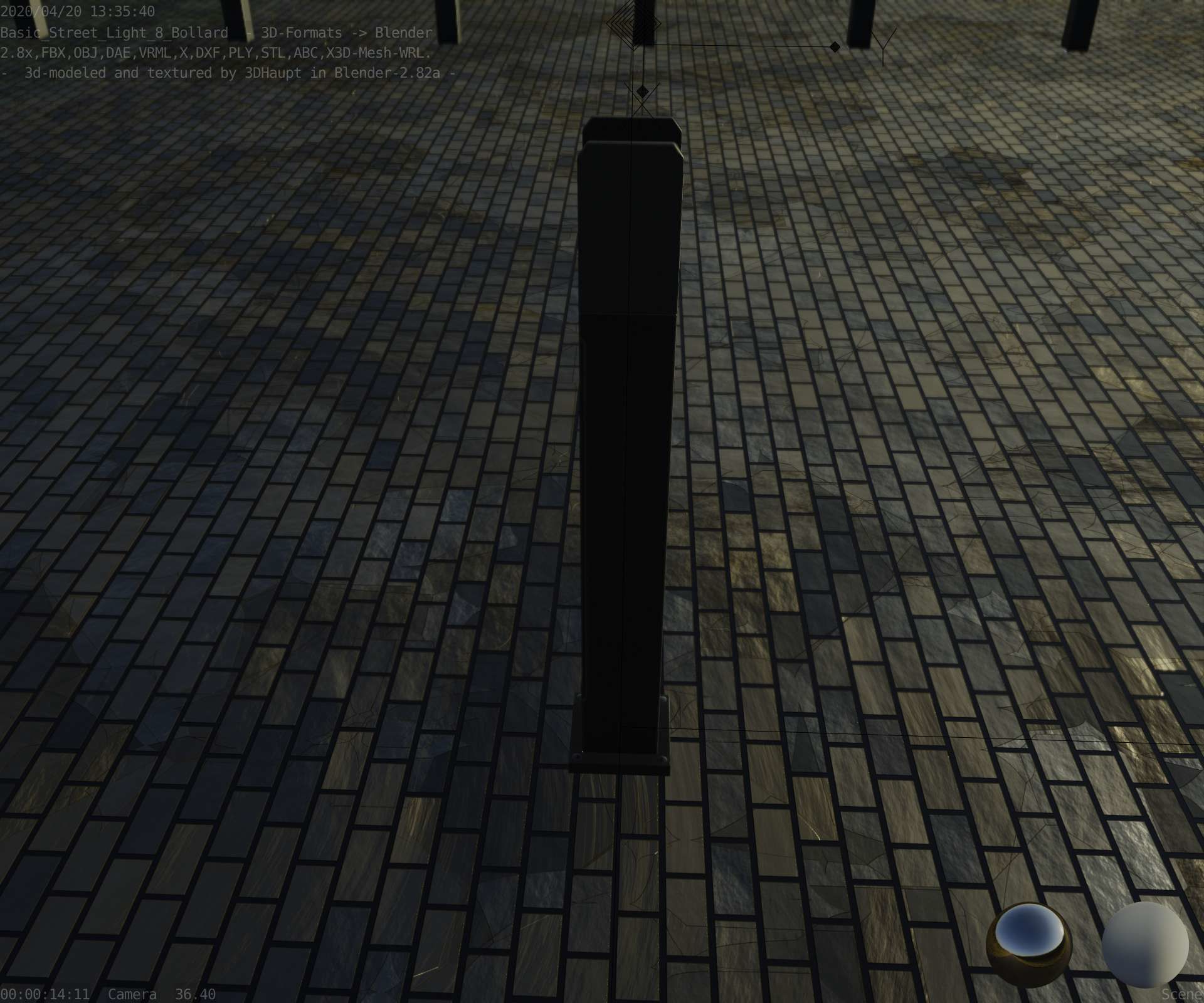 Street Light 8 Bollard 900mm Basic Version 1 Low-poly 3D model_46