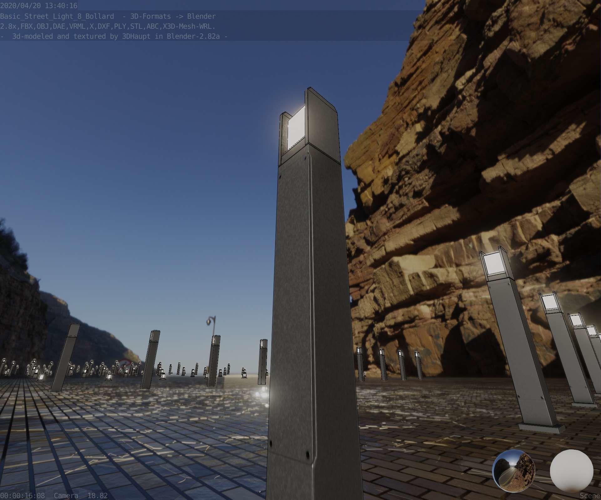 Street Light 8 Bollard 900mm Basic Version 1 Low-poly 3D model_91