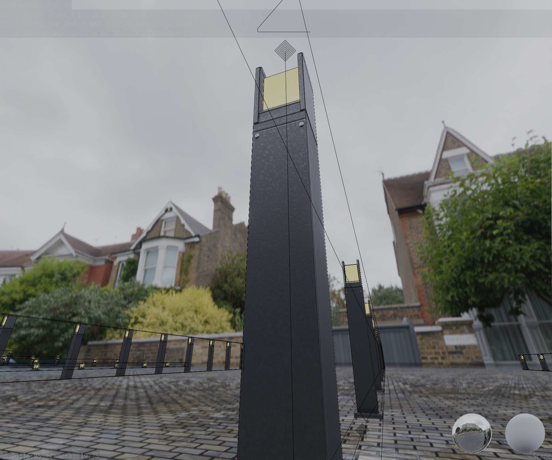 Street Light 8 Bollard 900mm Basic Version 1 Low-poly 3D model_88