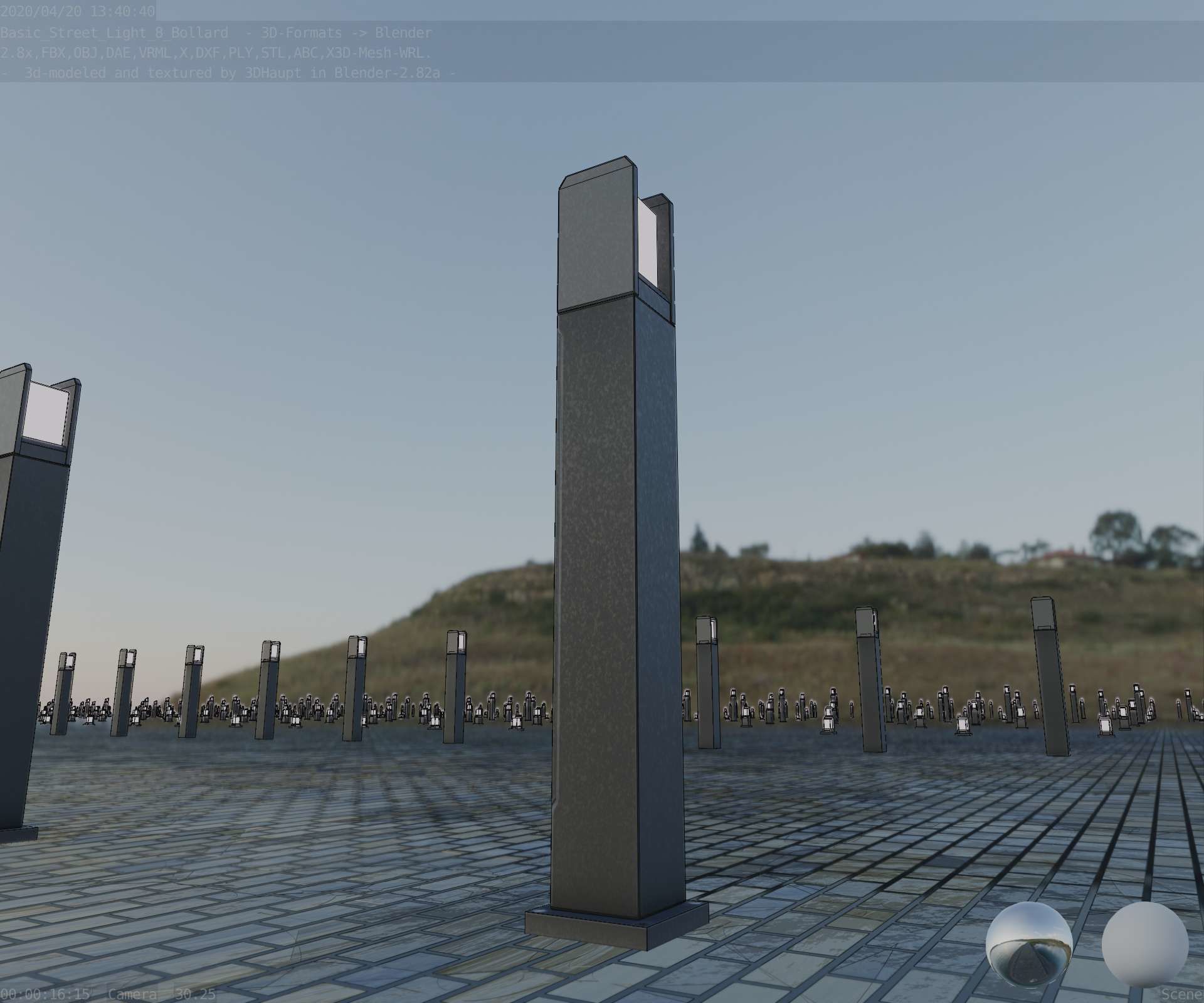 Street Light 8 Bollard 900mm Basic Version 1 Low-poly 3D model_95