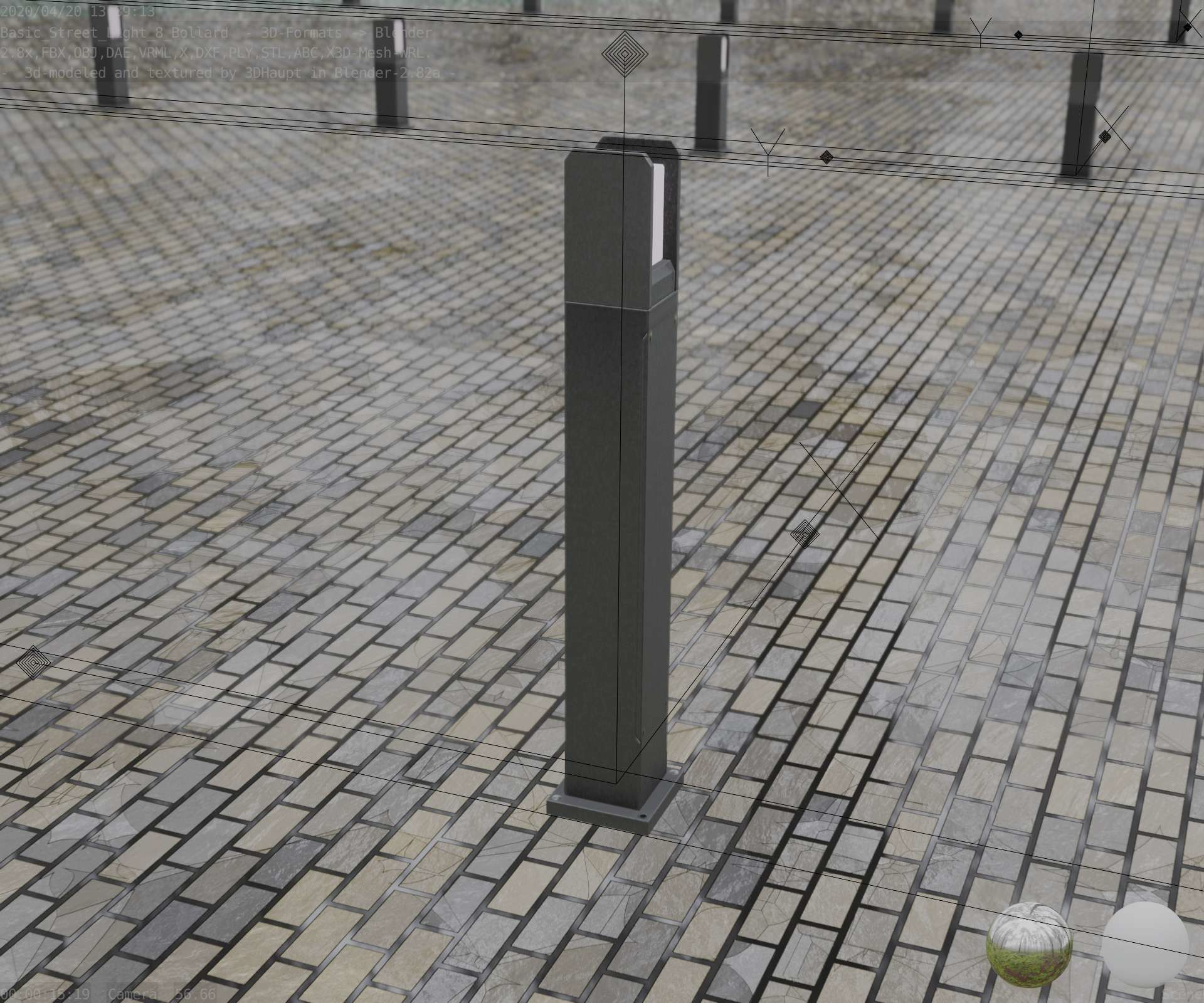 Street Light 8 Bollard 900mm Basic Version 1 Low-poly 3D model_78