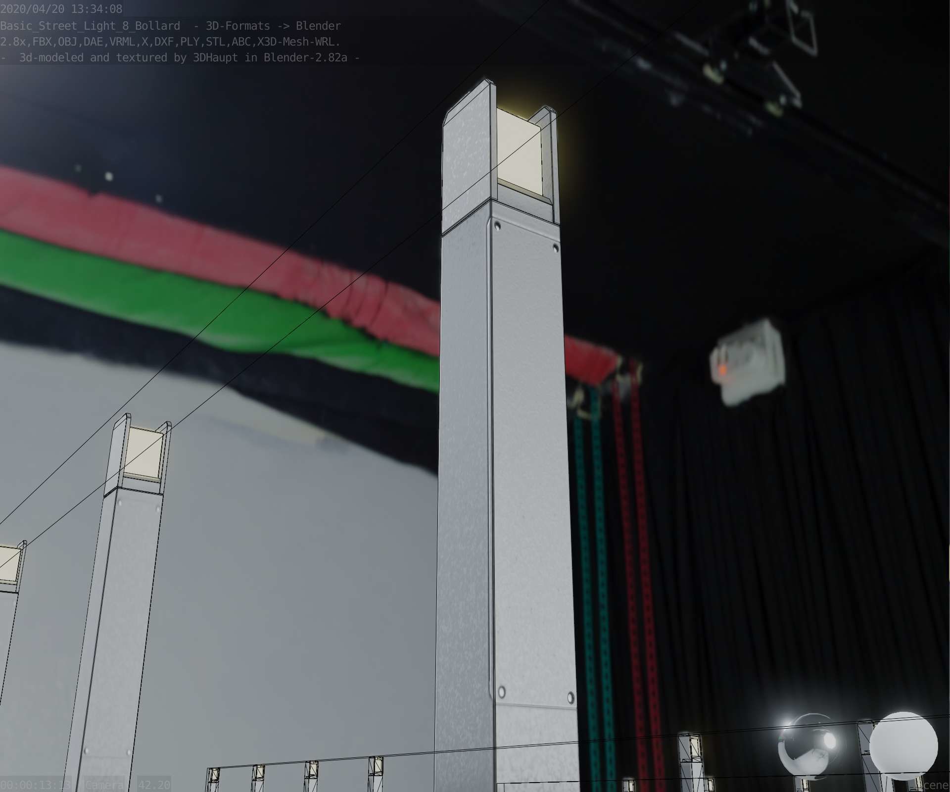 Street Light 8 Bollard 900mm Basic Version 1 Low-poly 3D model_32